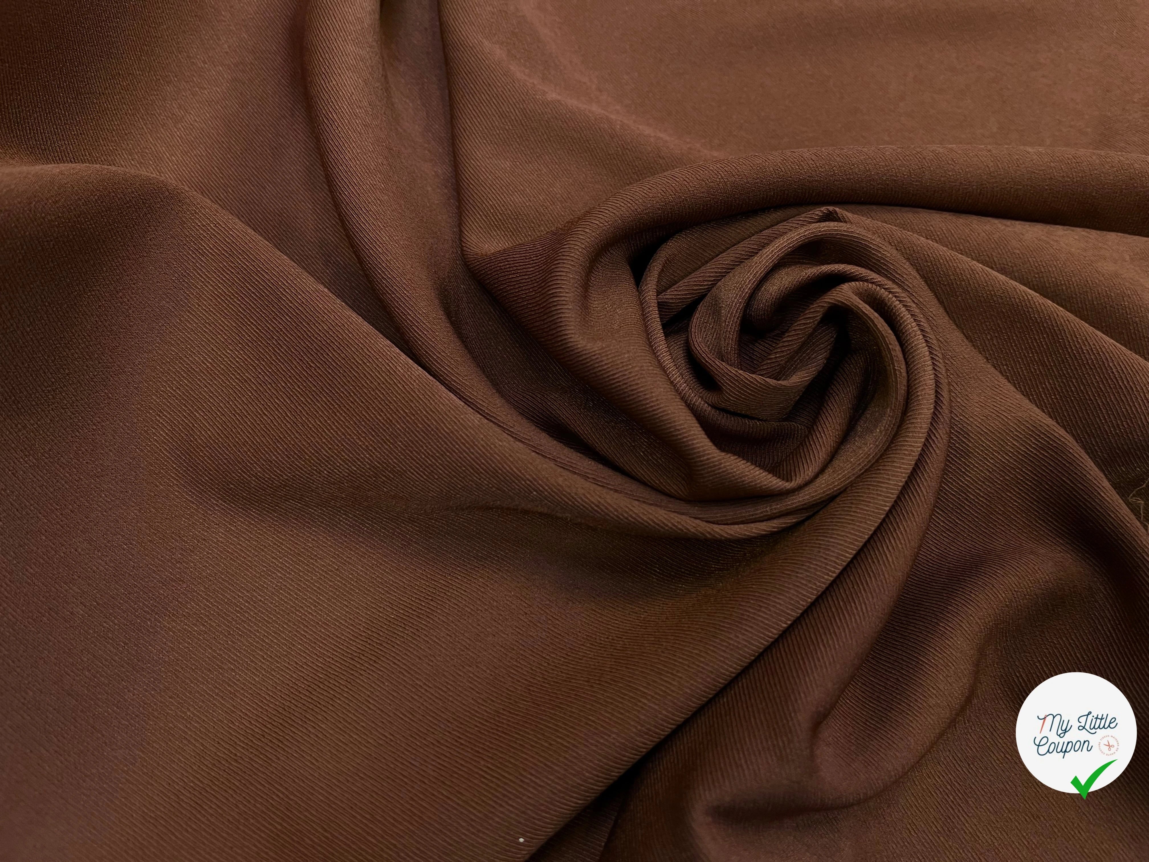 TISSU SERGÉ FLUIDE MARRON FONCÉ - My Little Coupon