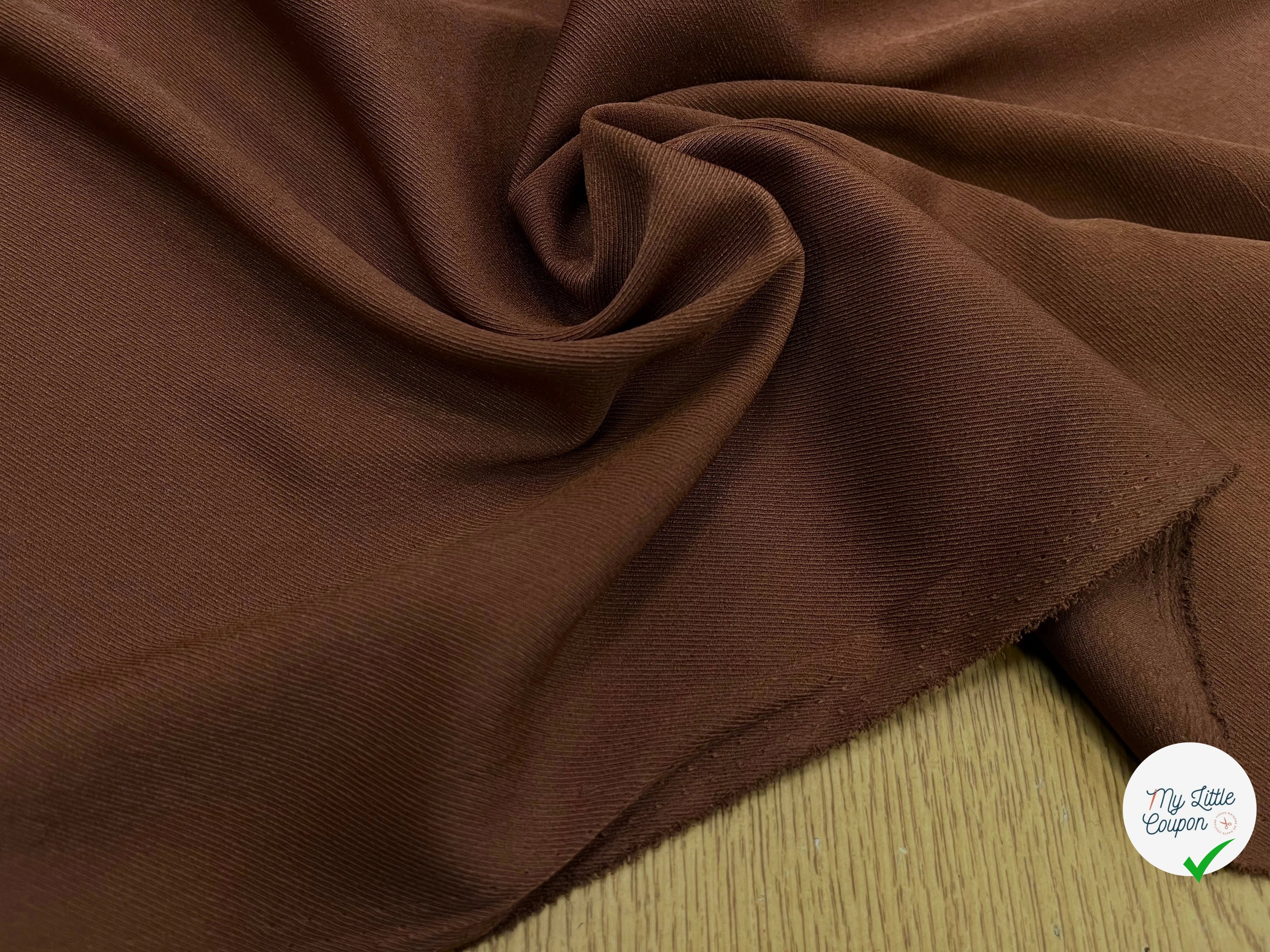 TISSU SERGÉ FLUIDE MARRON FONCÉ - My Little Coupon