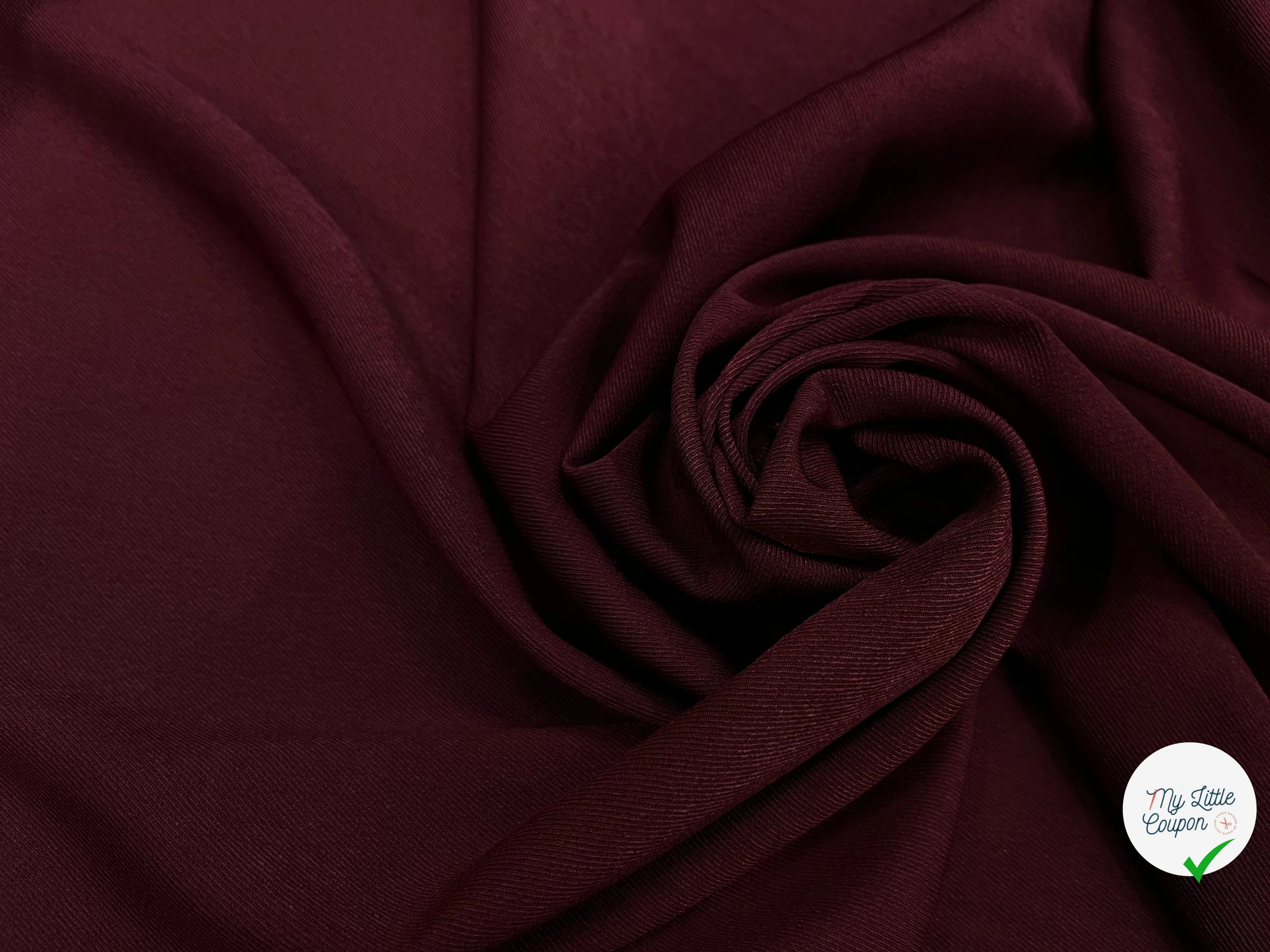 TISSU SERGÉ FLUIDE ROUGE BORDEAU - My Little Coupon