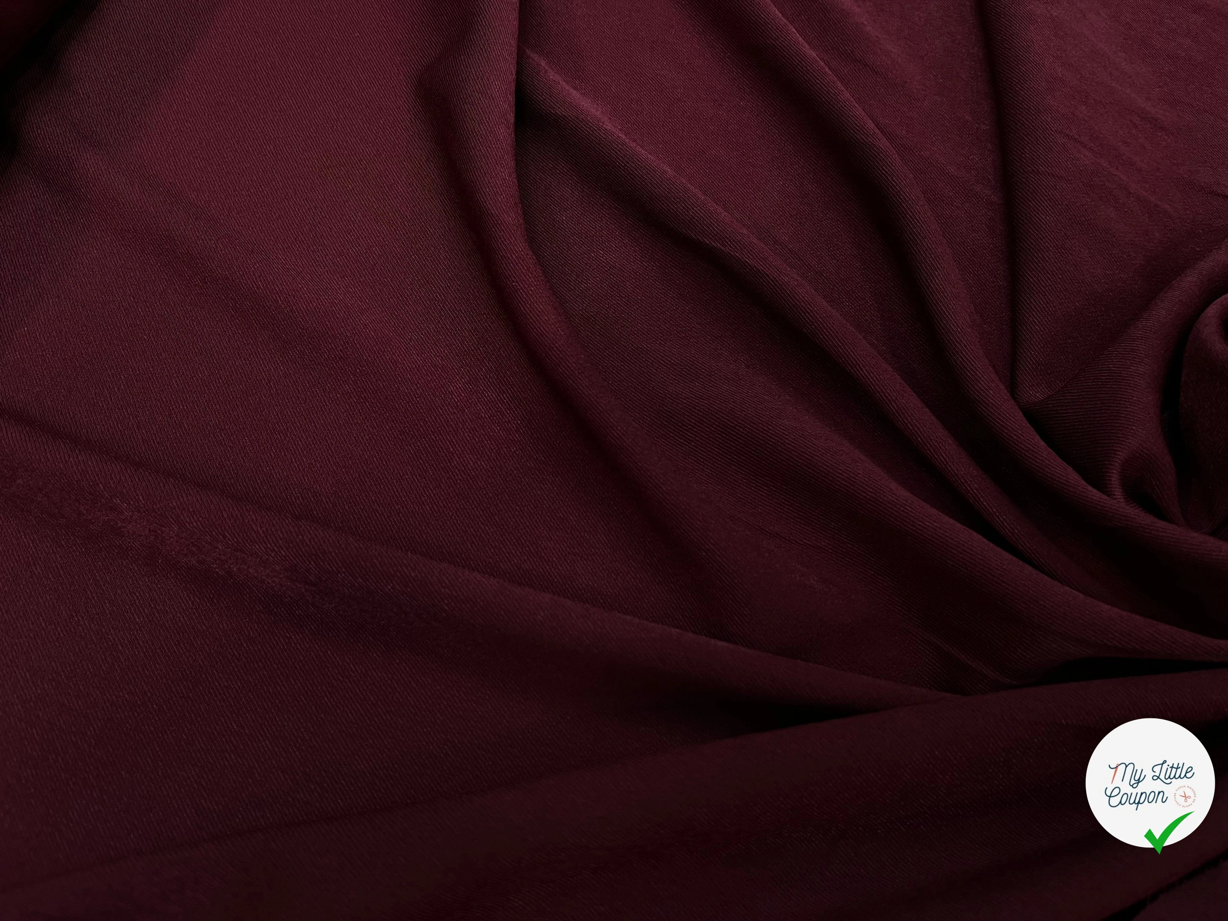 TISSU SERGÉ FLUIDE ROUGE BORDEAU - My Little Coupon