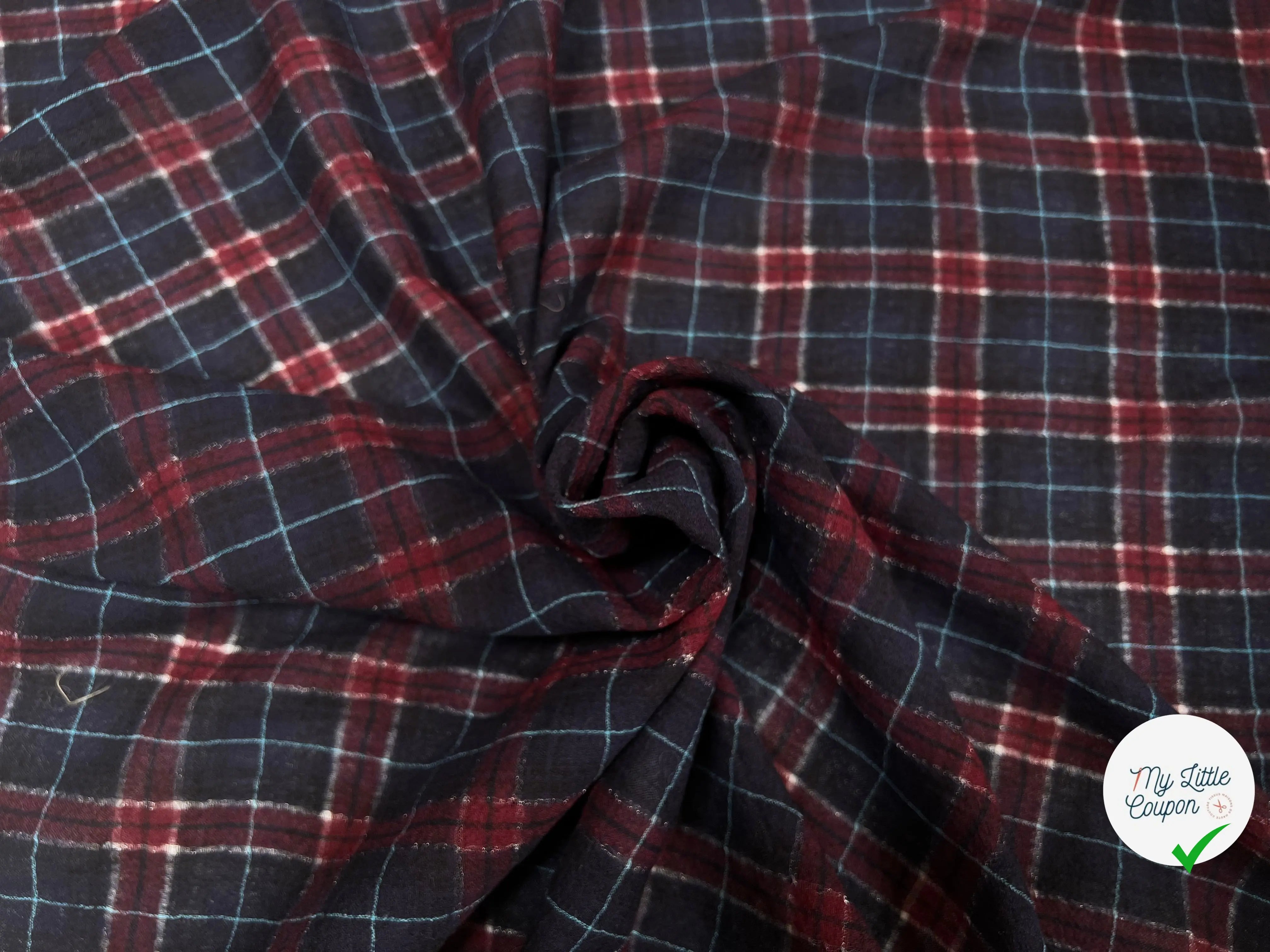 TISSU SURCHEMISE À CARREAUX 100% LAINE - My Little Coupon