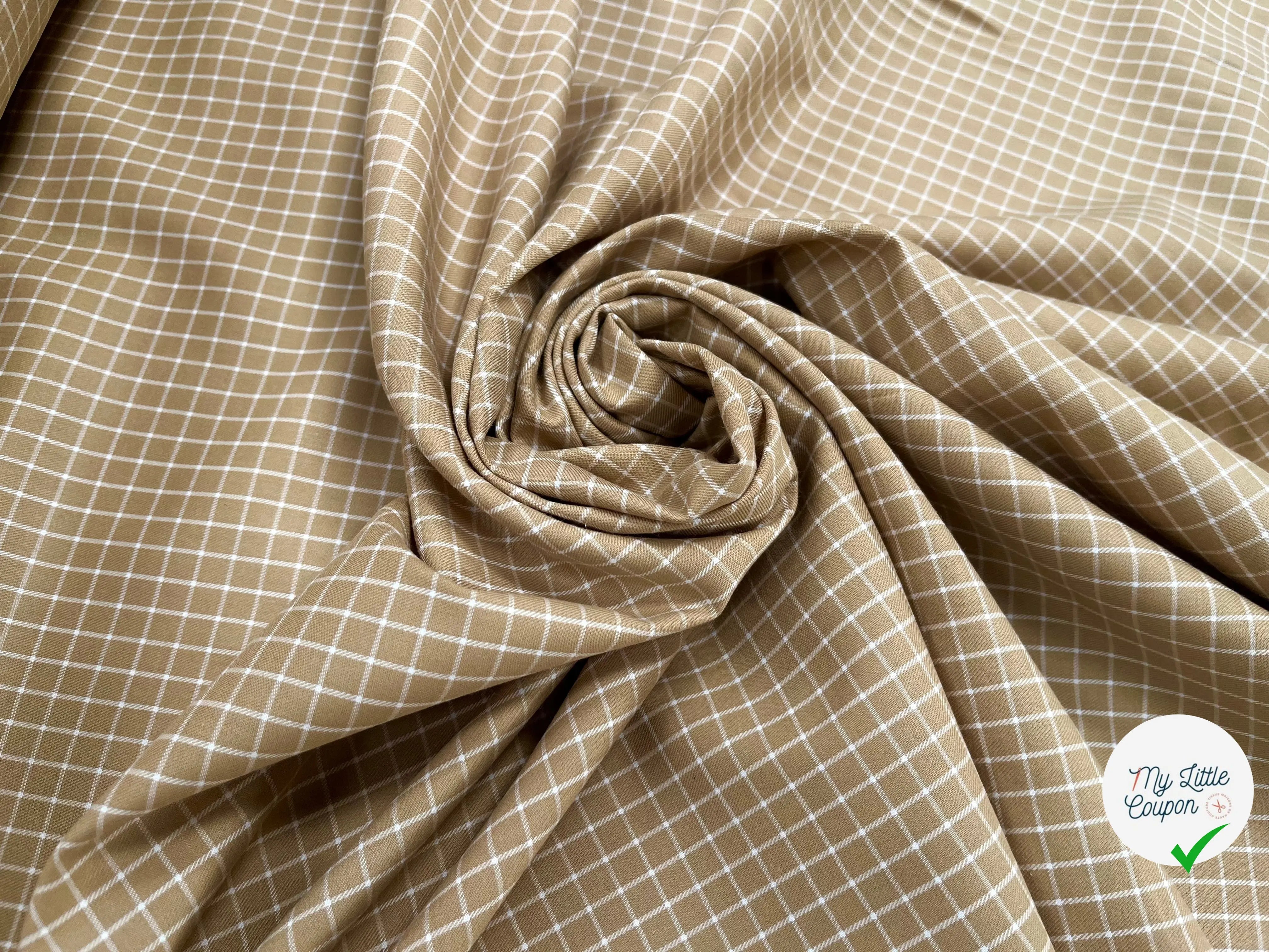 TISSU SURCHEMISE TRAPPEUR BEIGE À CARREAUX - My Little Coupon