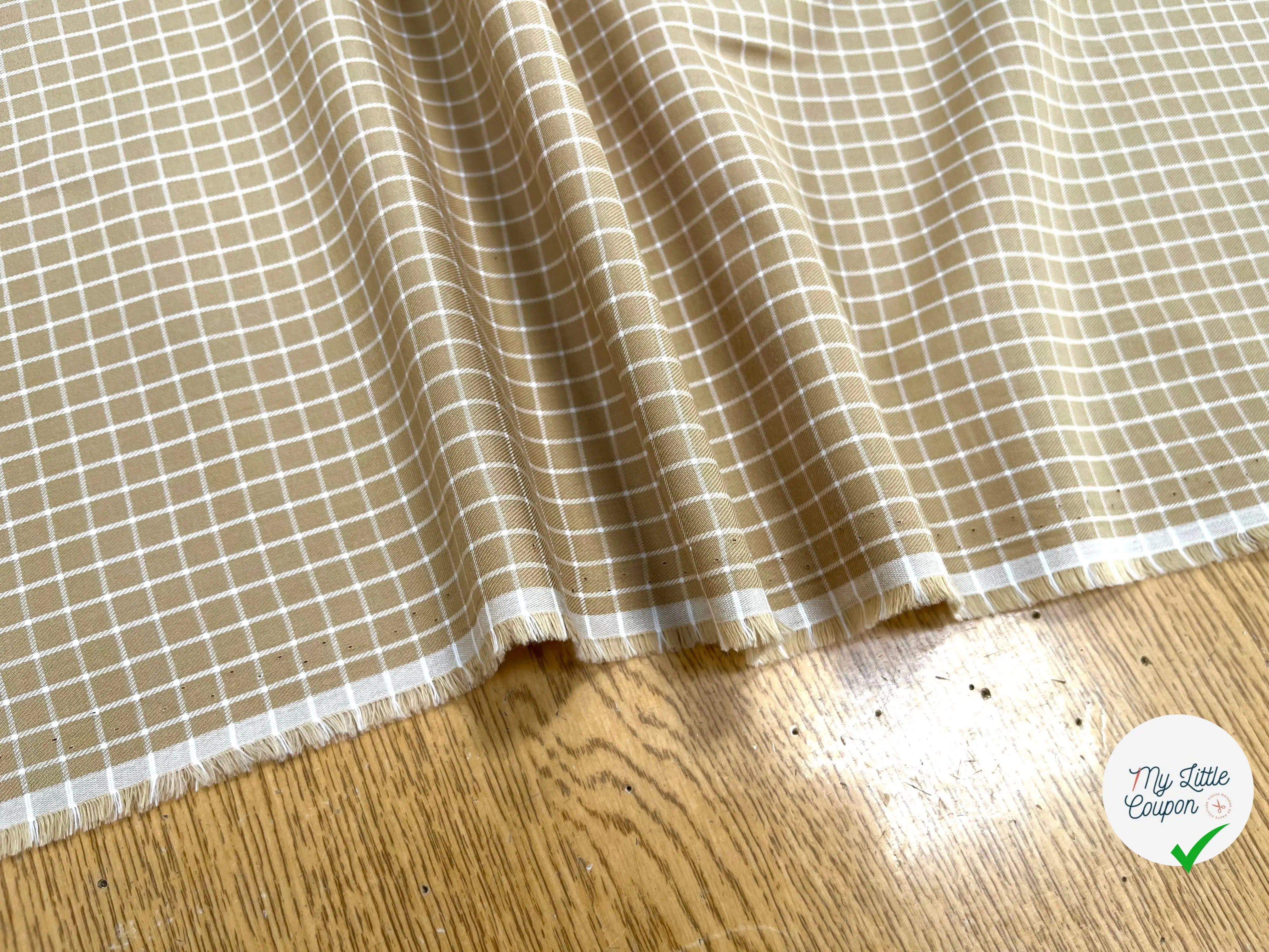 TISSU SURCHEMISE TRAPPEUR BEIGE À CARREAUX - My Little Coupon