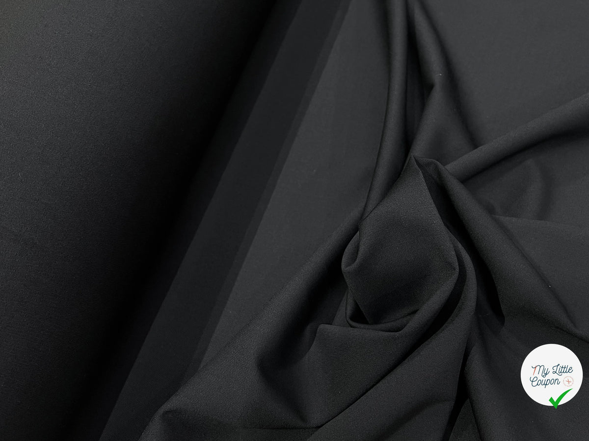 TISSU TAILLEUR SERGÉE EN PURE LAINE NOIR INTENSE - My Little Coupon