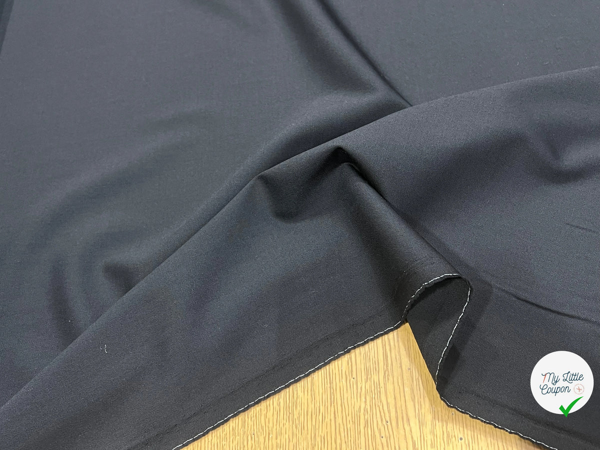 TISSU TAILLEUR SERGÉE EN PURE LAINE NOIR INTENSE - My Little Coupon