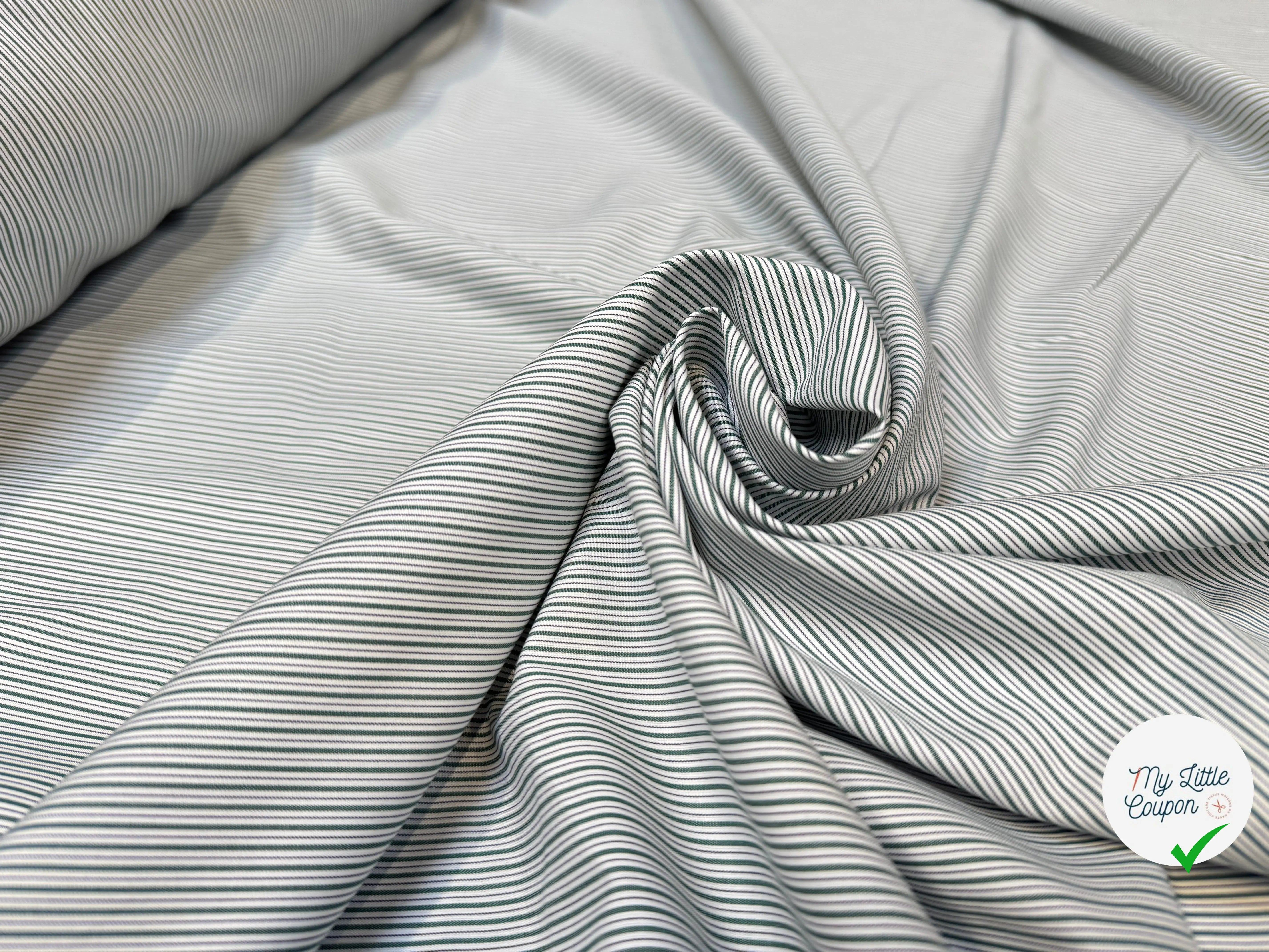 TISSU VERT POPELINE - TOILE RAYÉE VERT - My Little Coupon