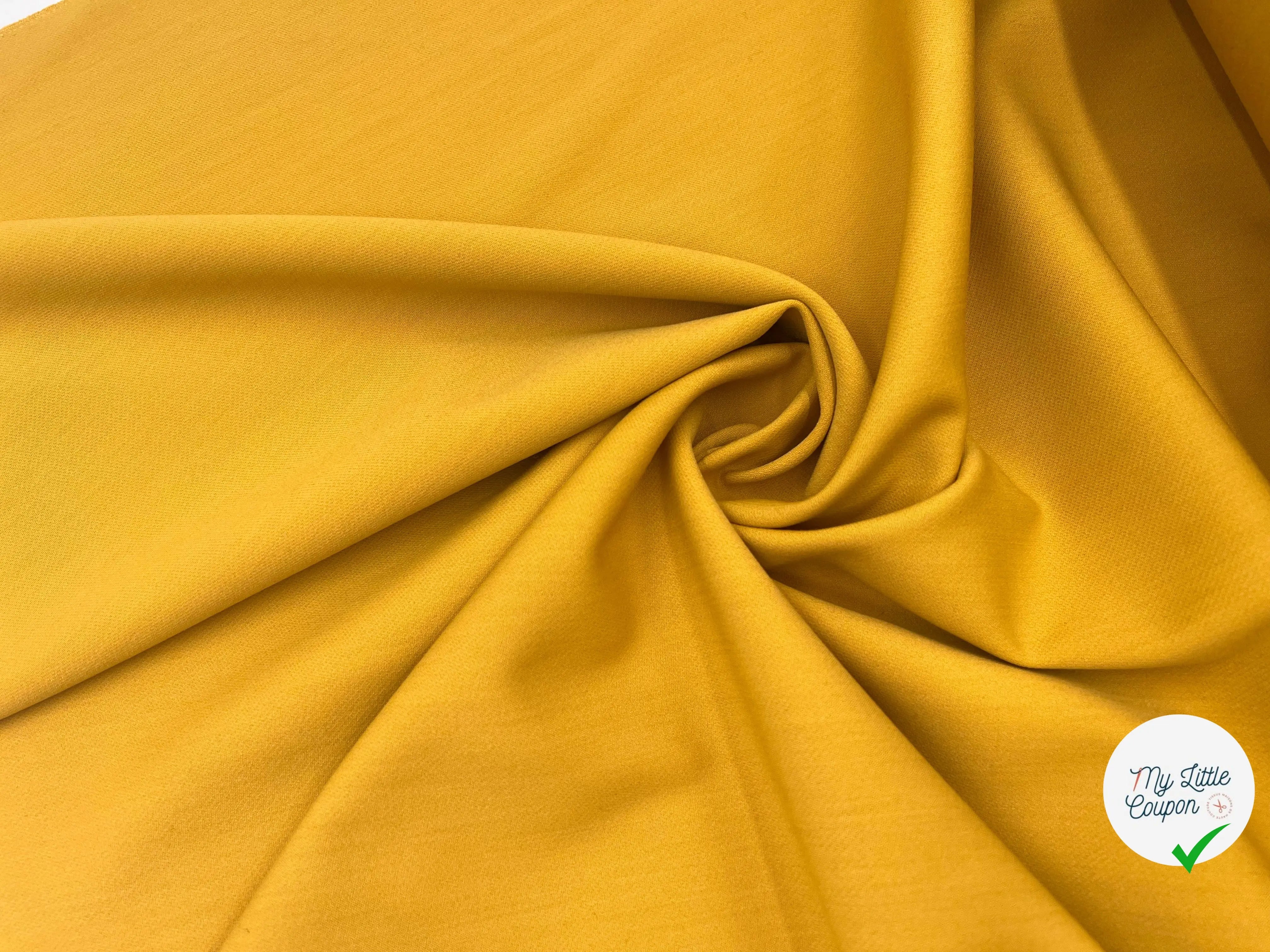 TISSU VISCOSE LAINE FINEMENT SERGÉ JAUNE OCRE - My Little Coupon