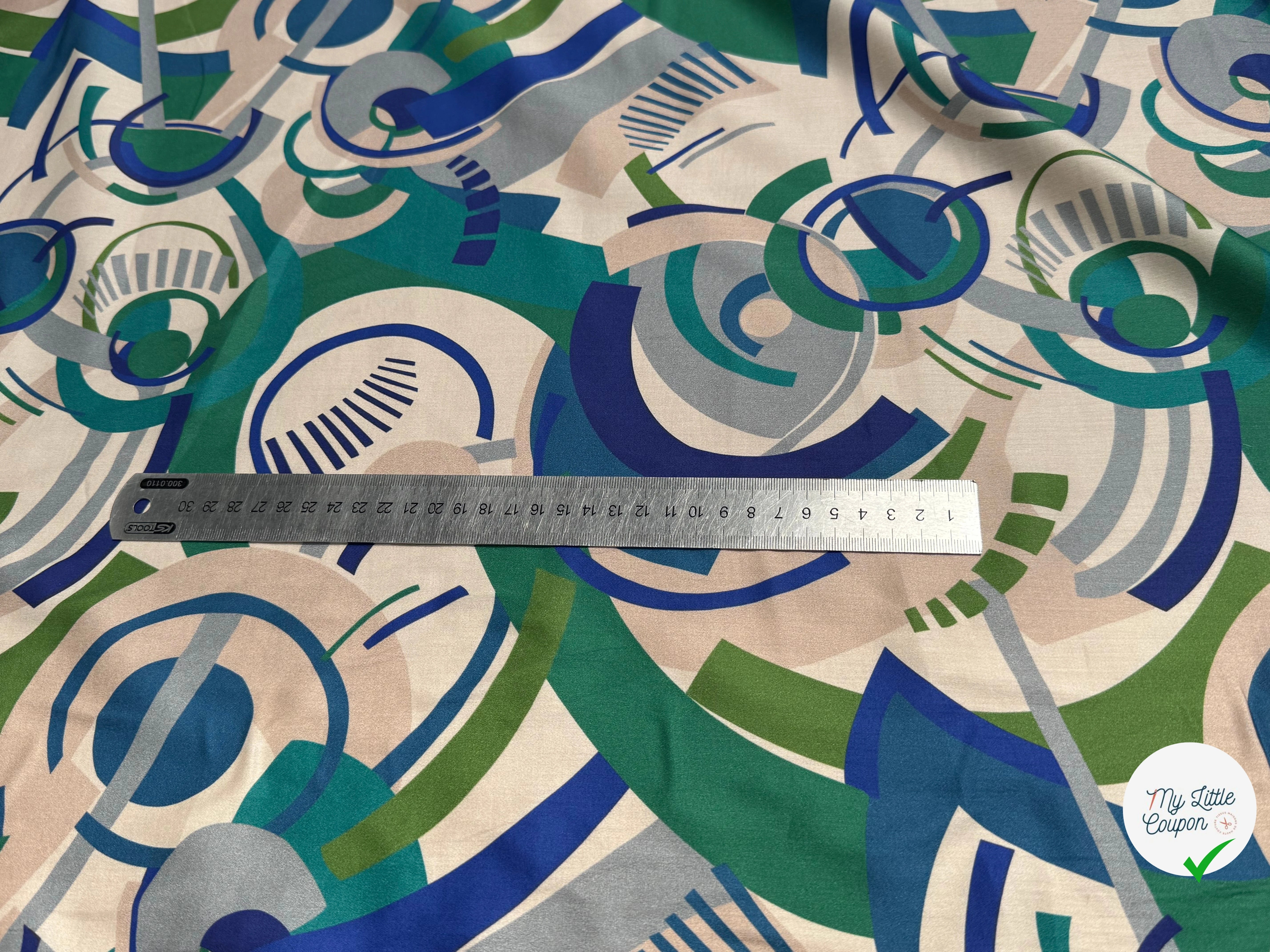 TISSU VOILE DE COTON IMPRIMÉ GRAPHIQUE VERT NINFEA MANEGE VERT - My Little Coupon