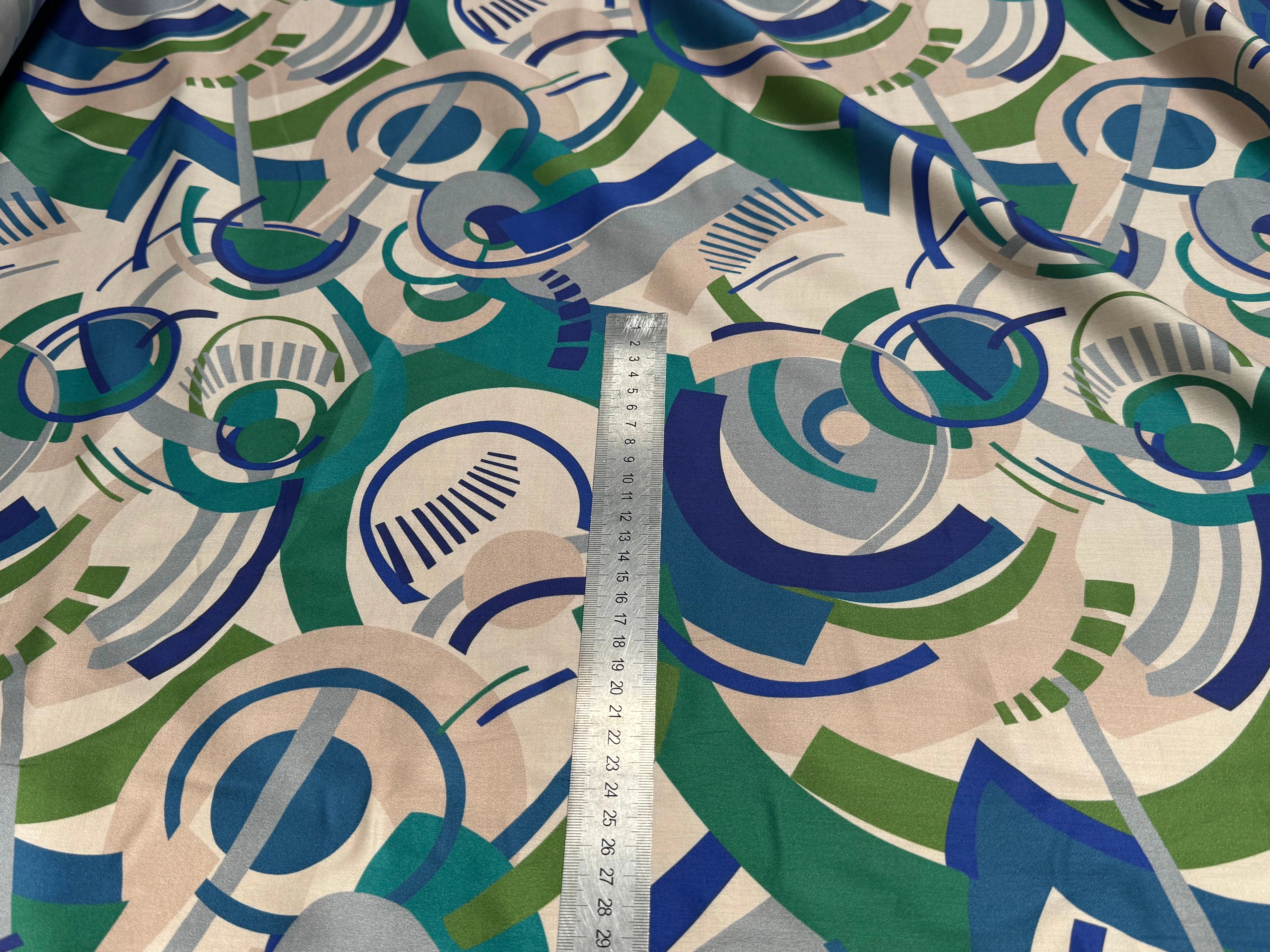 TISSU VOILE DE COTON IMPRIMÉ GRAPHIQUE VERT NINFEA MANEGE VERT - My Little Coupon