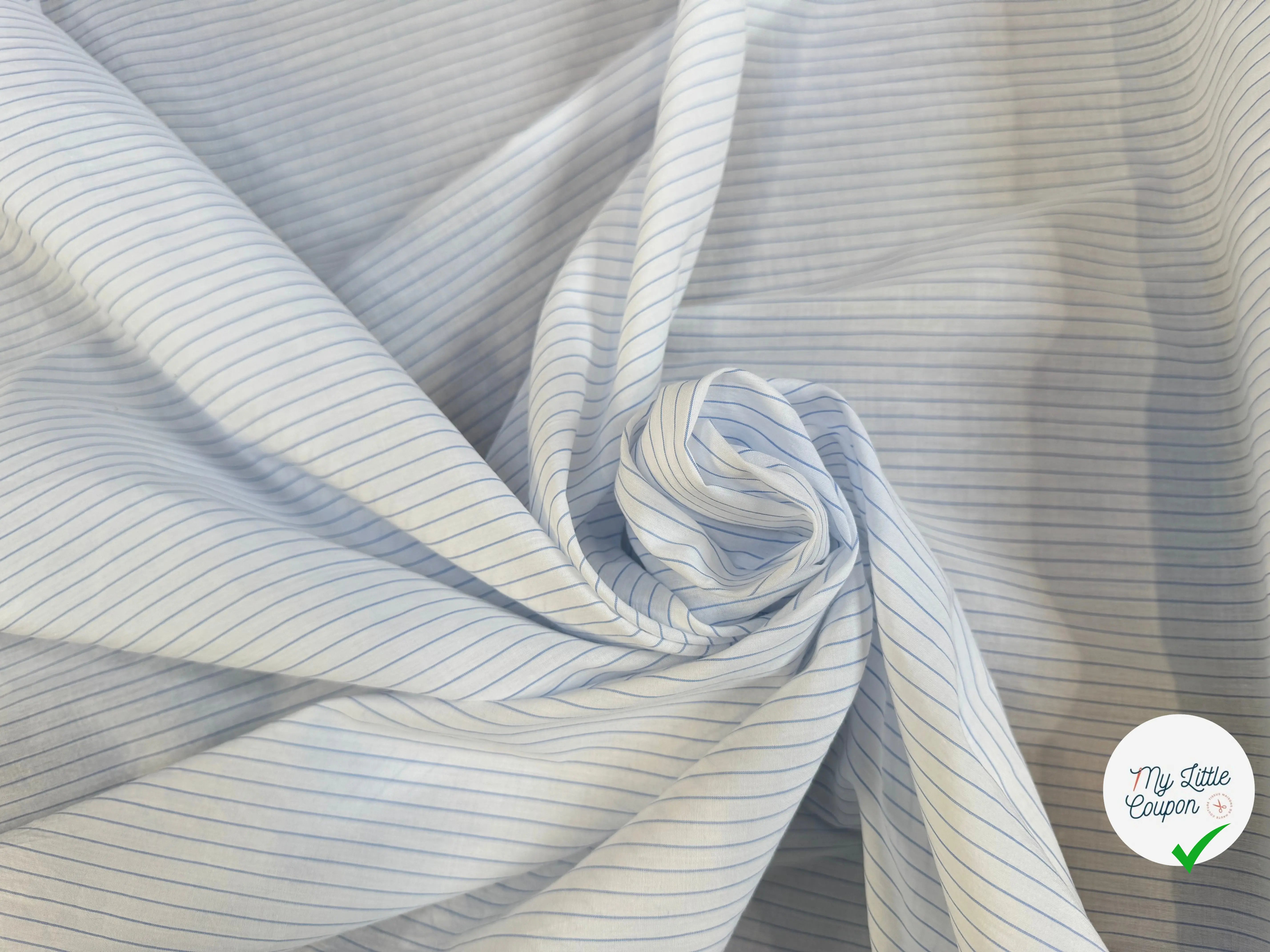 TISSU VOILE IMPRIMÉ RAYURES BLEUES - My Little Coupon