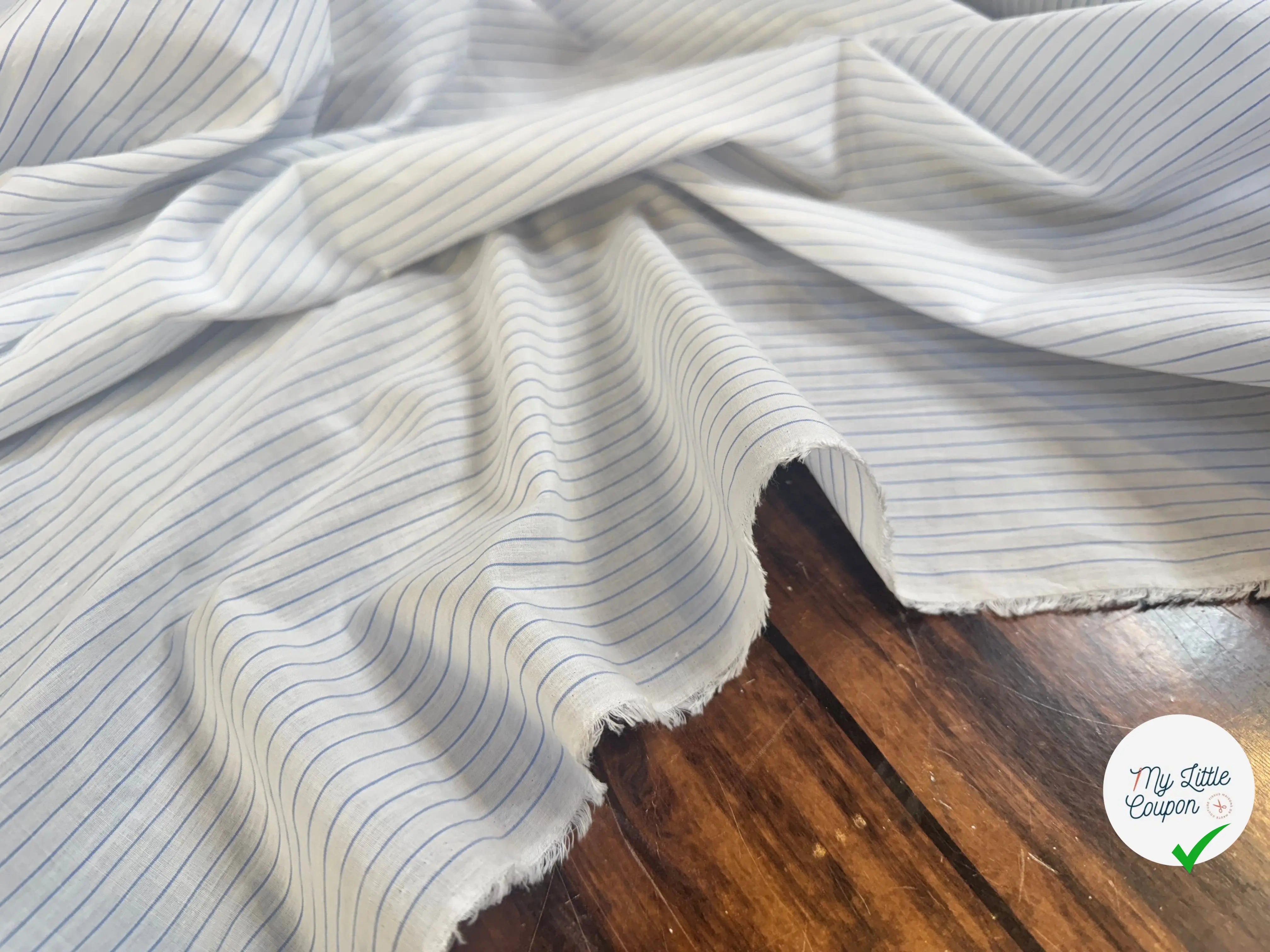 TISSU VOILE IMPRIMÉ RAYURES BLEUES - My Little Coupon