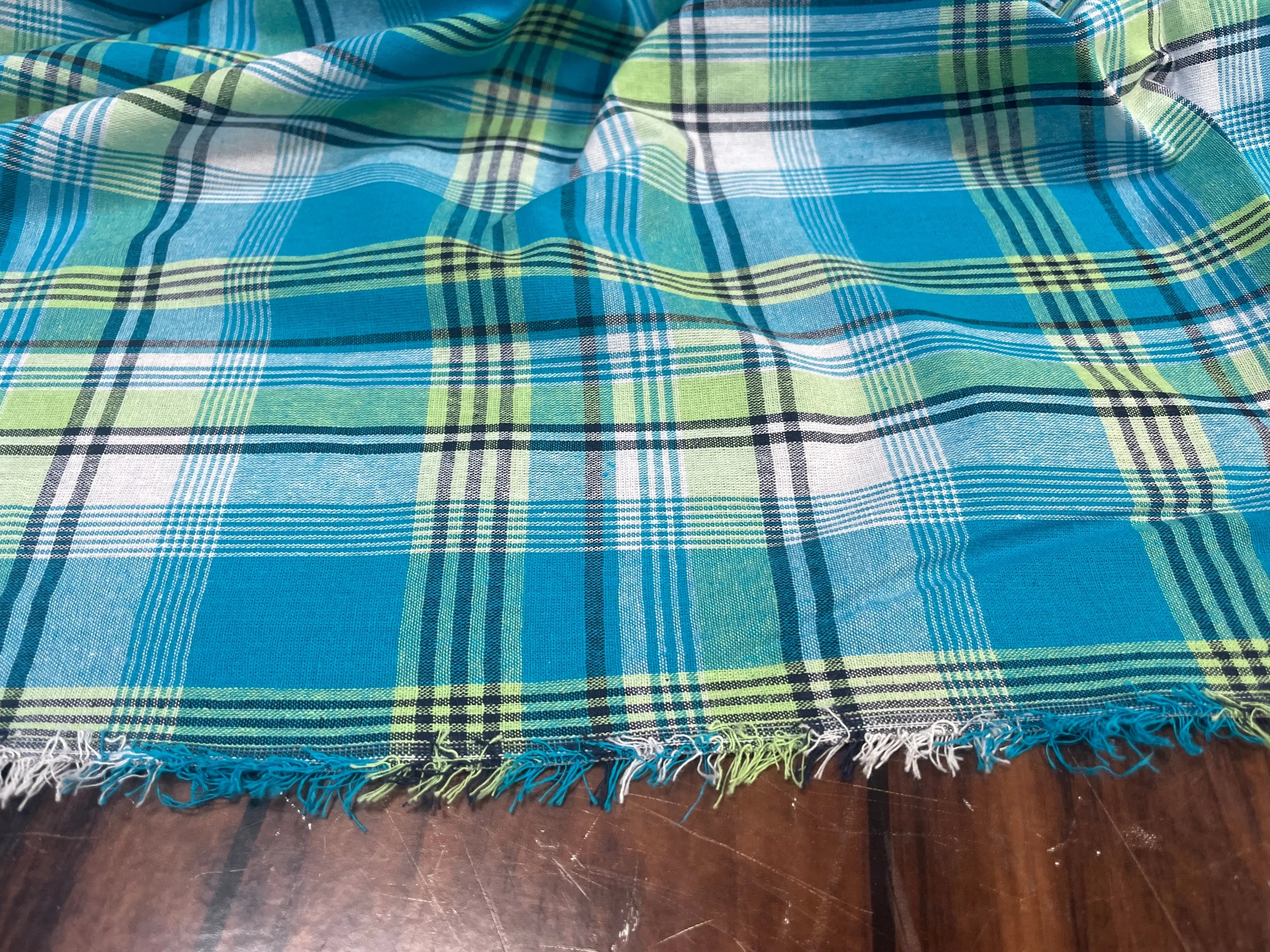 TISSUS MADRAS CARREAUX BLEU - My Little Coupon