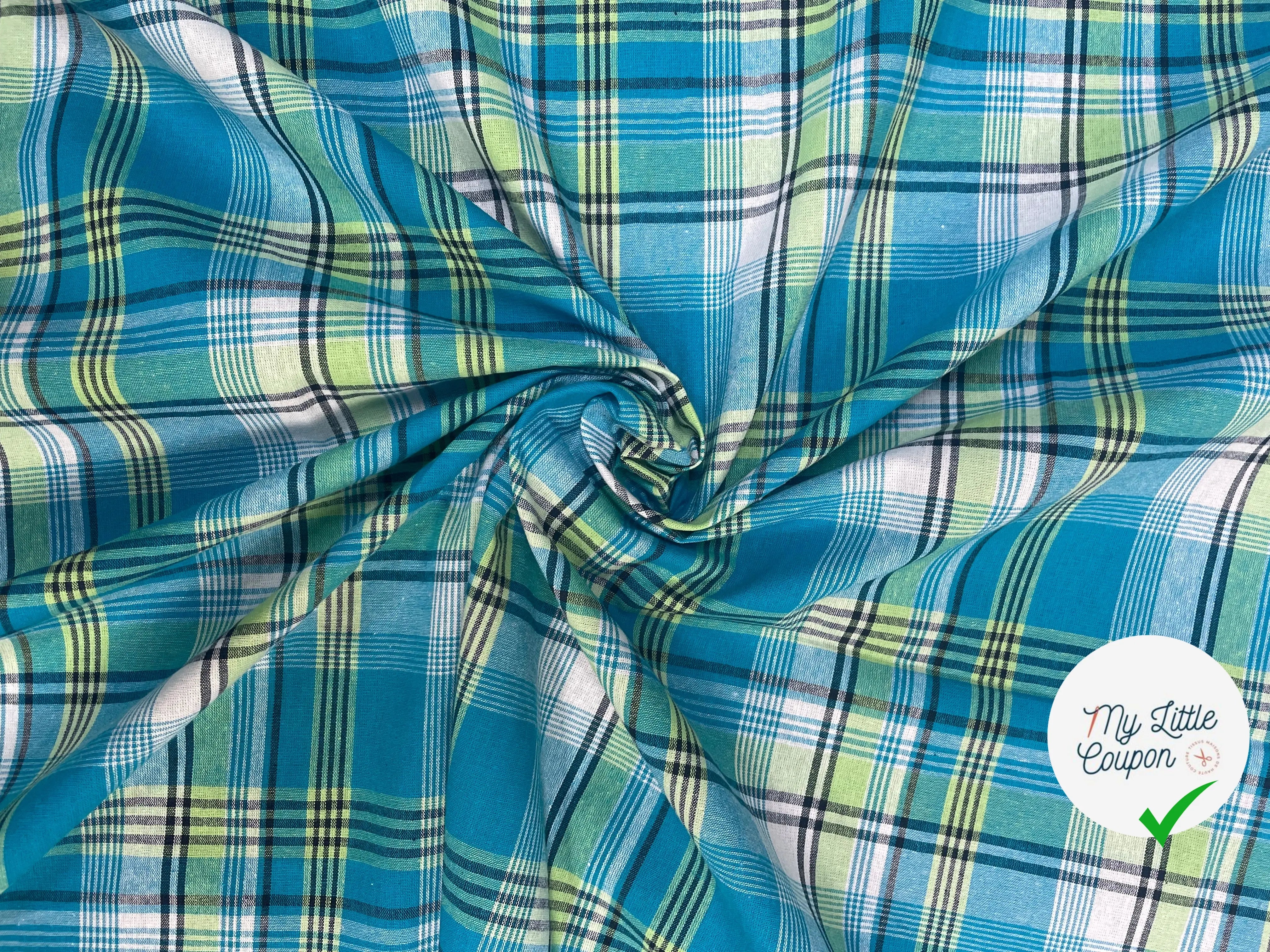 TISSUS MADRAS CARREAUX BLEU - My Little Coupon