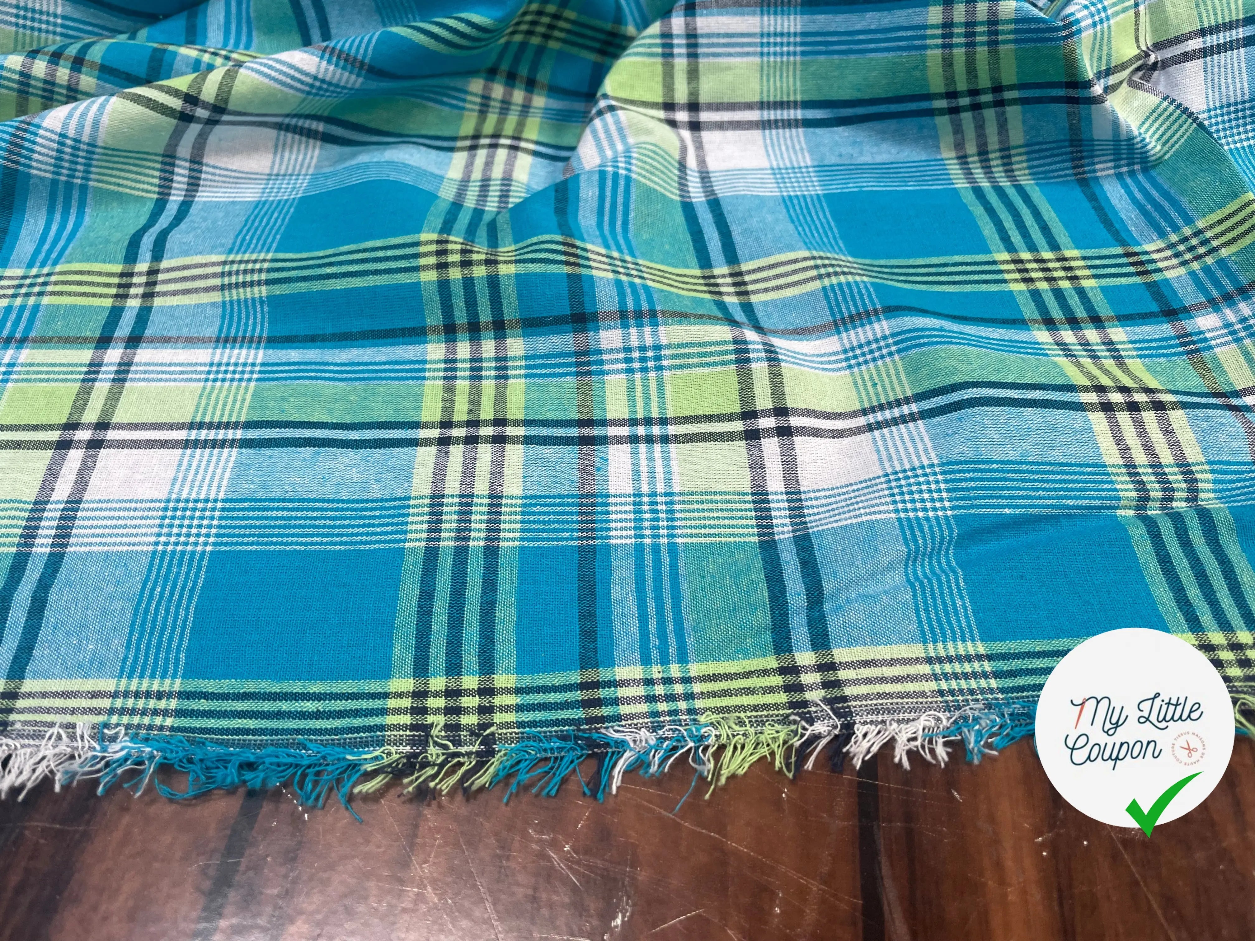 TISSUS MADRAS CARREAUX BLEU - My Little Coupon