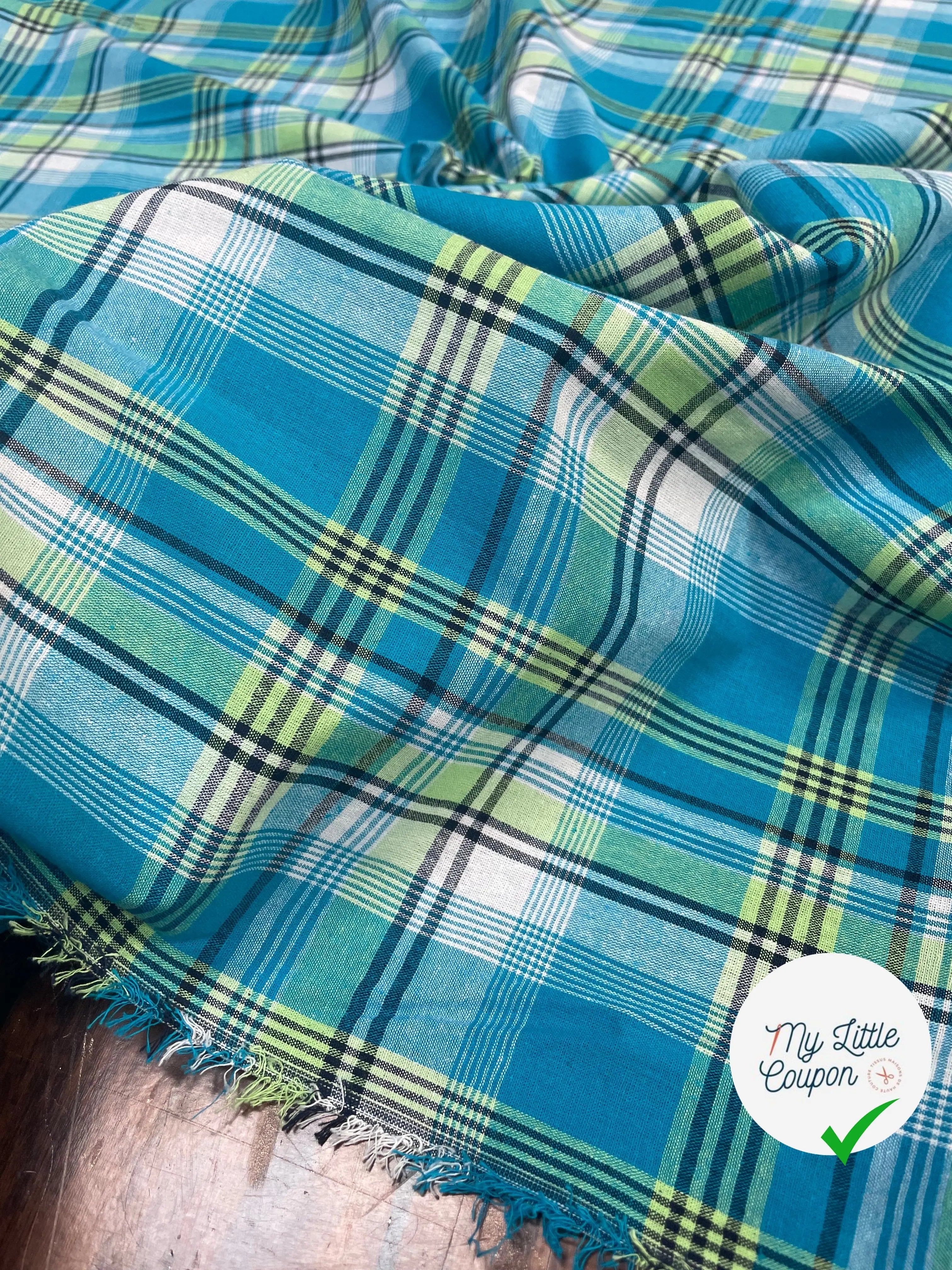 TISSUS MADRAS CARREAUX BLEU - My Little Coupon