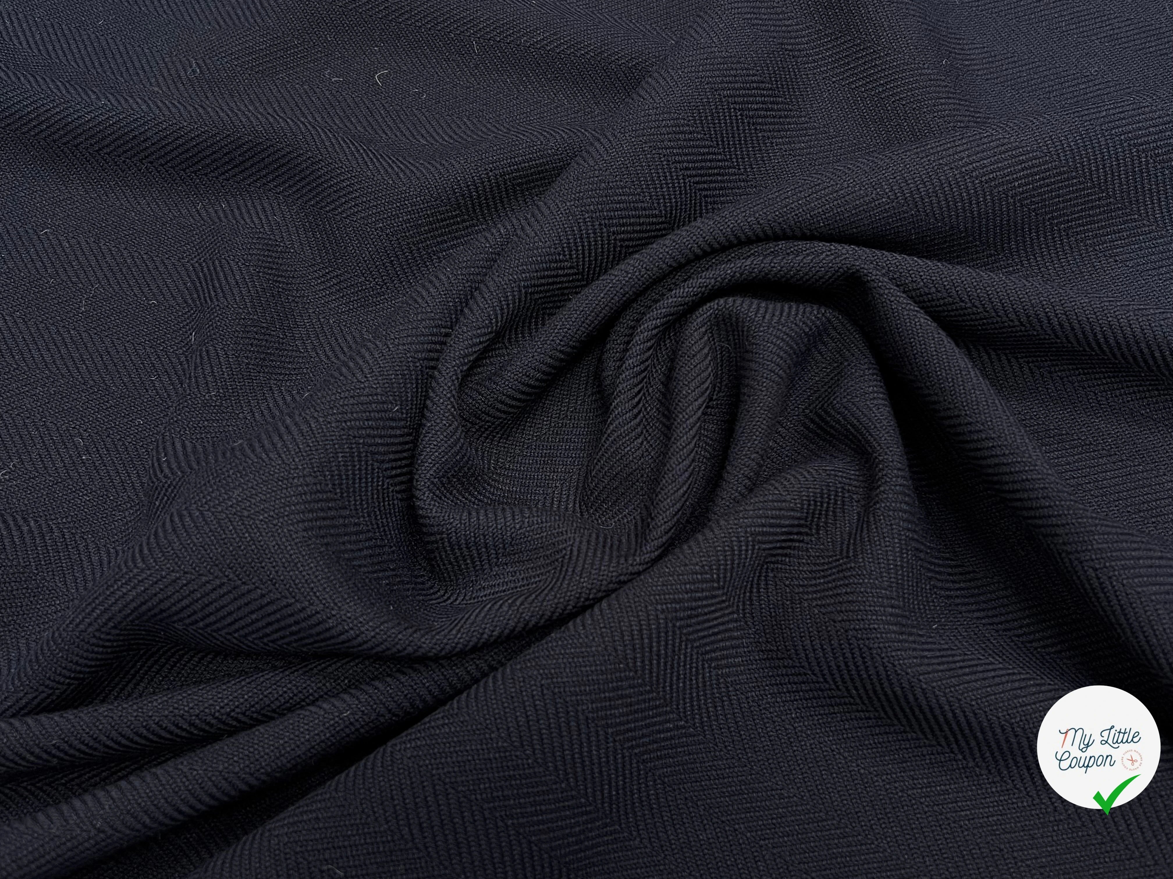 TOILE CHEVRON VISCOSE BLEU NUIT LEGEREMENT STRECH - My Little Coupon