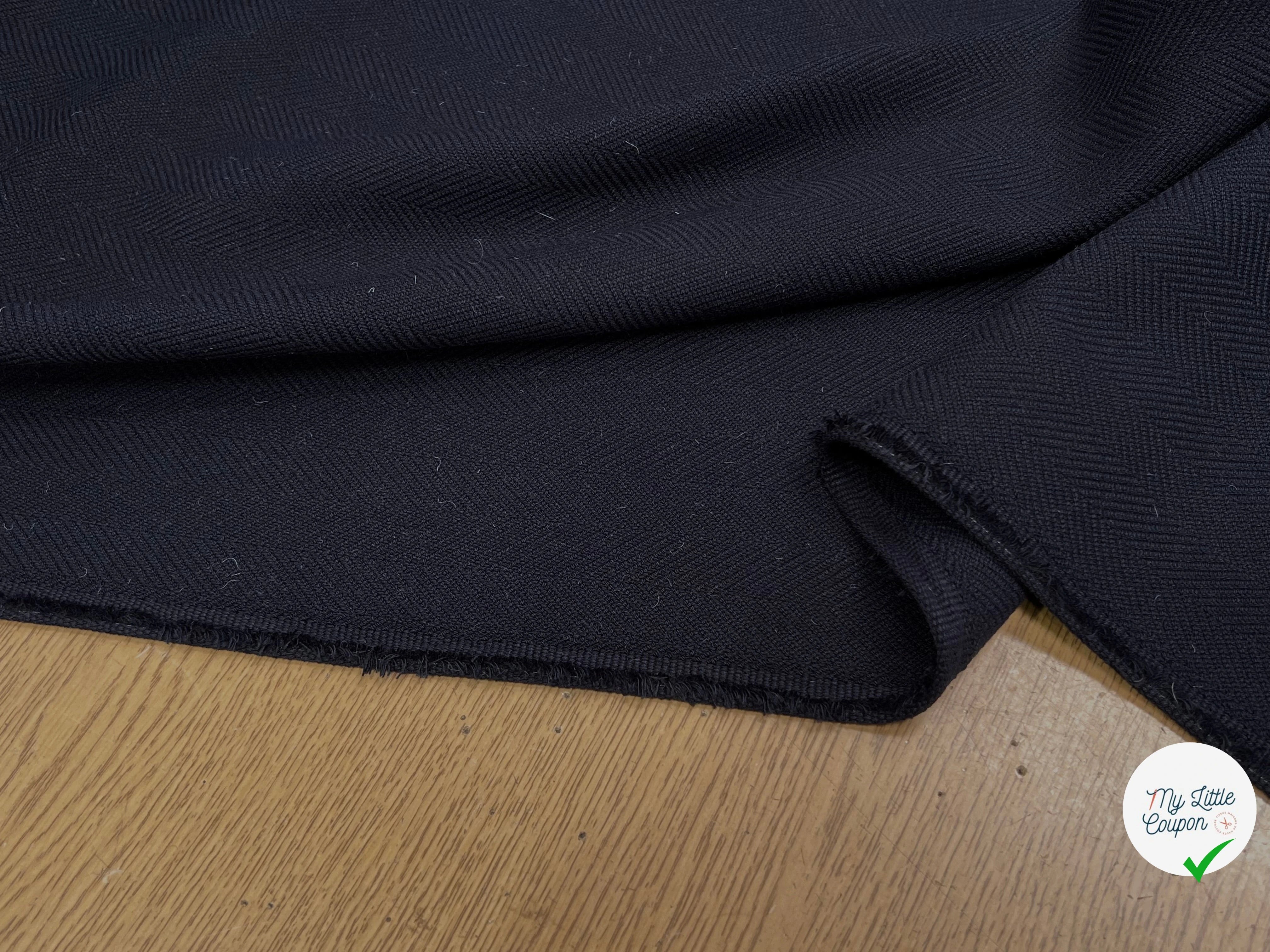 TOILE CHEVRON VISCOSE BLEU NUIT LEGEREMENT STRECH - My Little Coupon