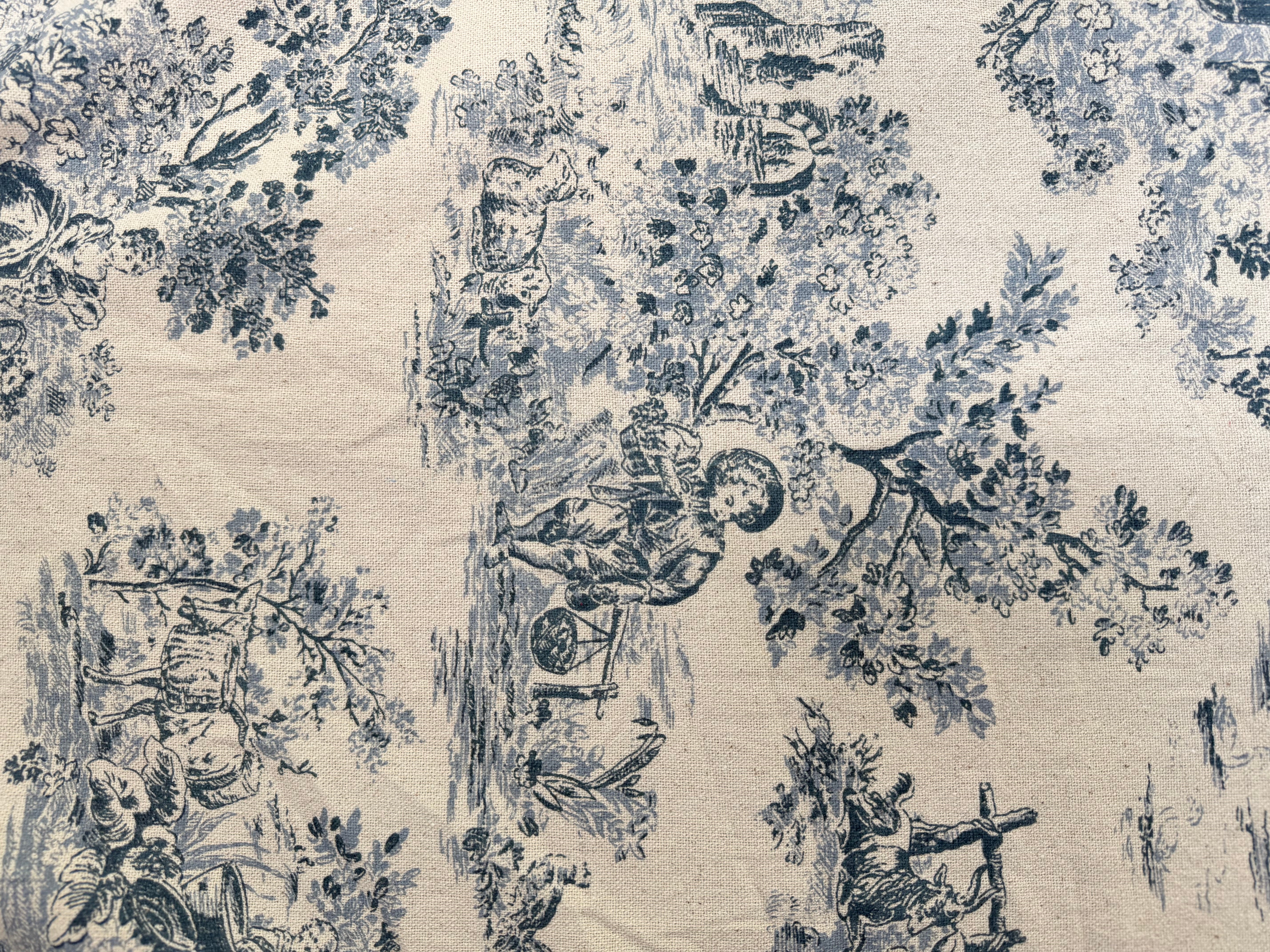 TOILE COTON GABRIELLE EFFET LIN BLEU - My Little Coupon