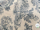 TOILE COTON GABRIELLE EFFET LIN BLEU - My Little Coupon