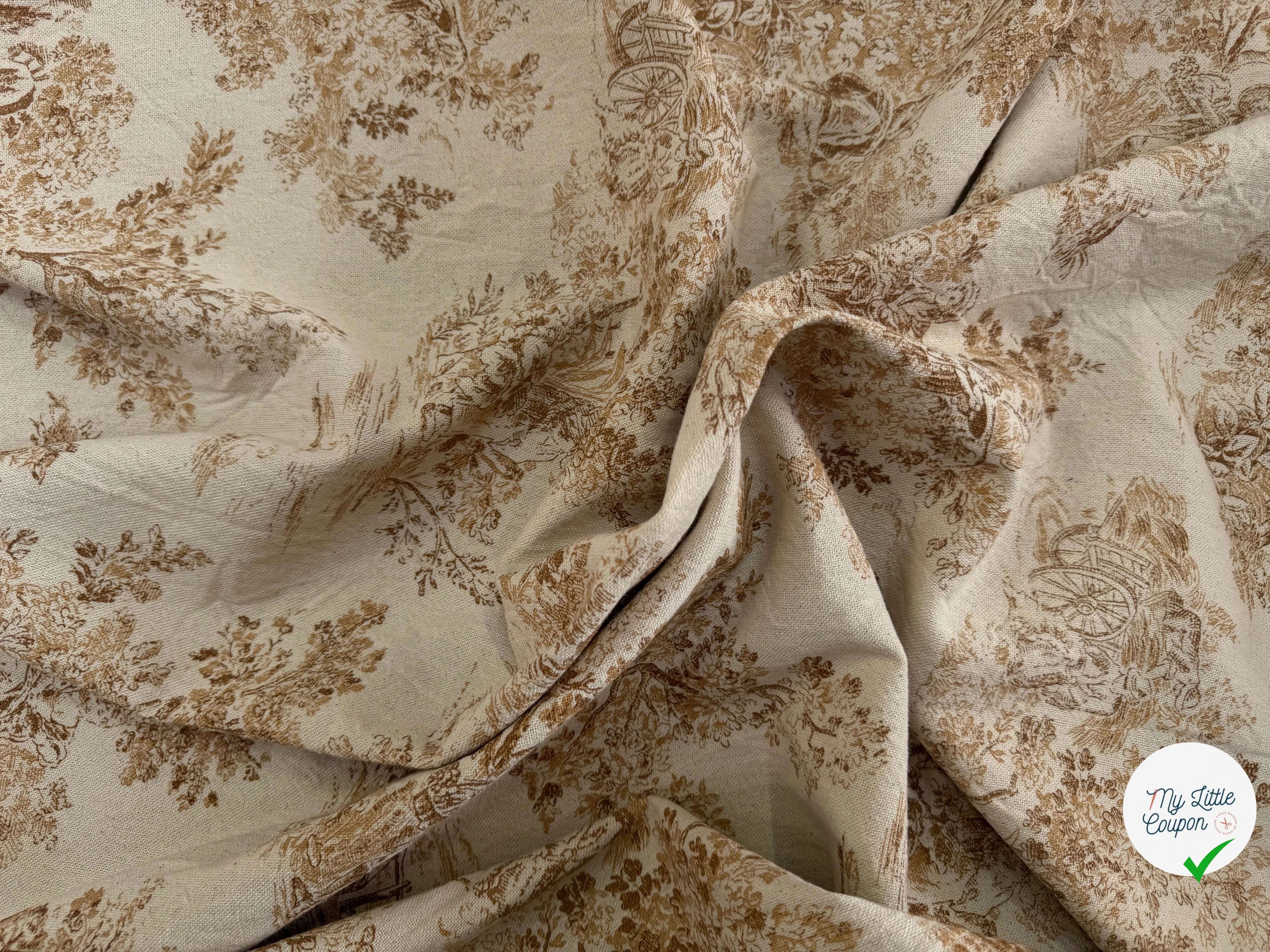 TOILE COTON GABRIELLE EFFET LIN PEANUT - My Little Coupon