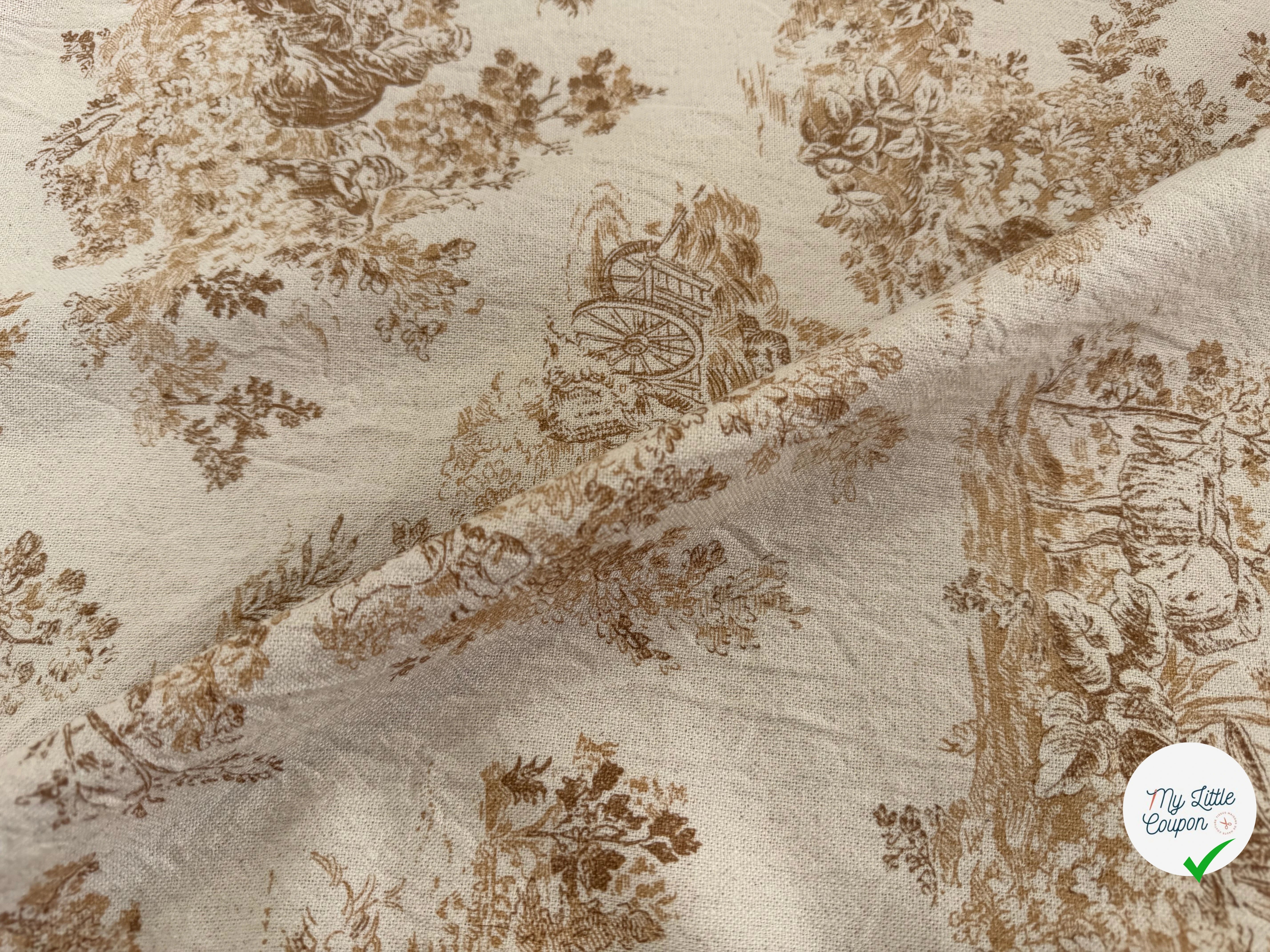 TOILE COTON GABRIELLE EFFET LIN PEANUT - My Little Coupon