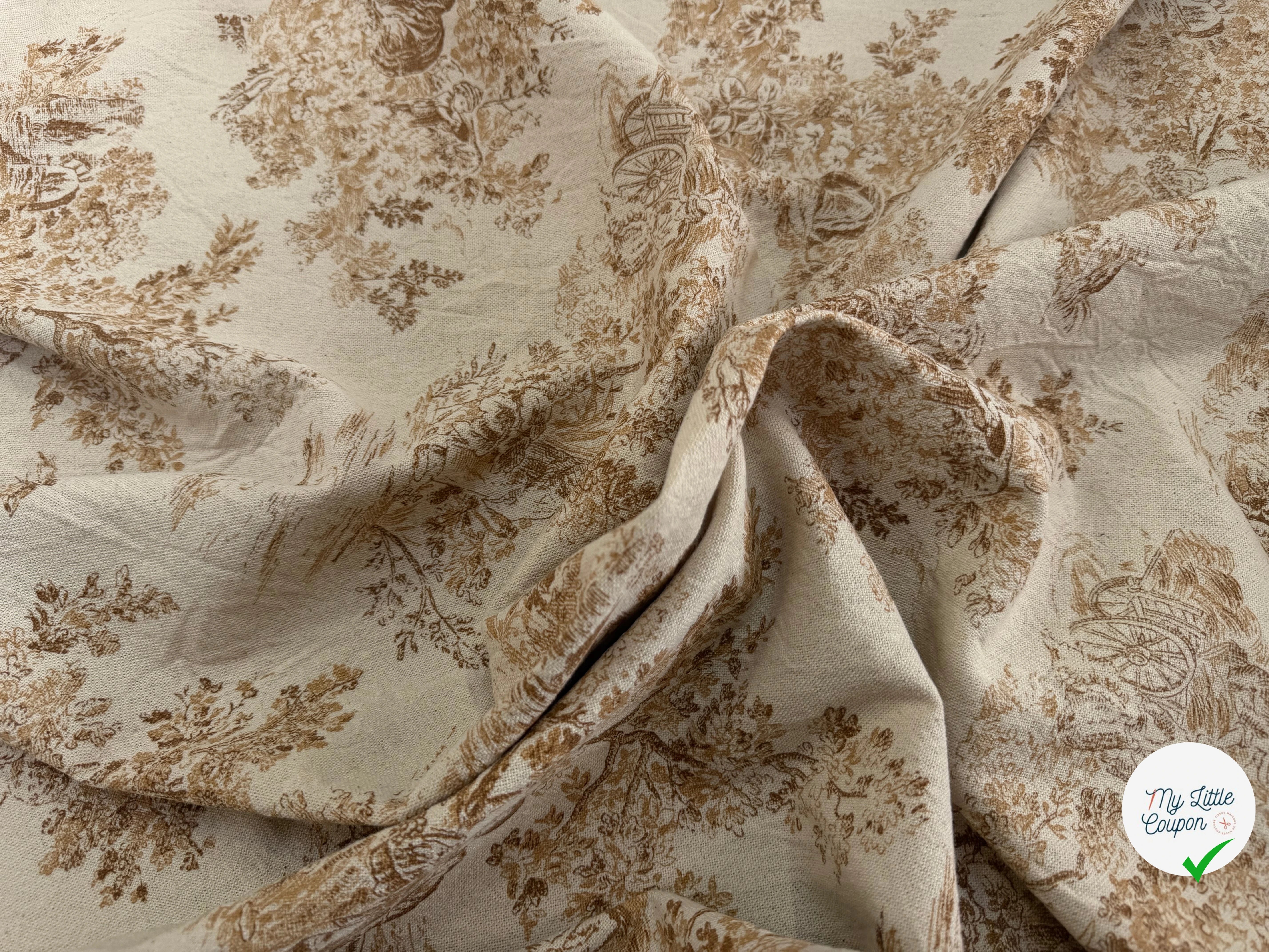 TOILE COTON GABRIELLE EFFET LIN PEANUT - My Little Coupon