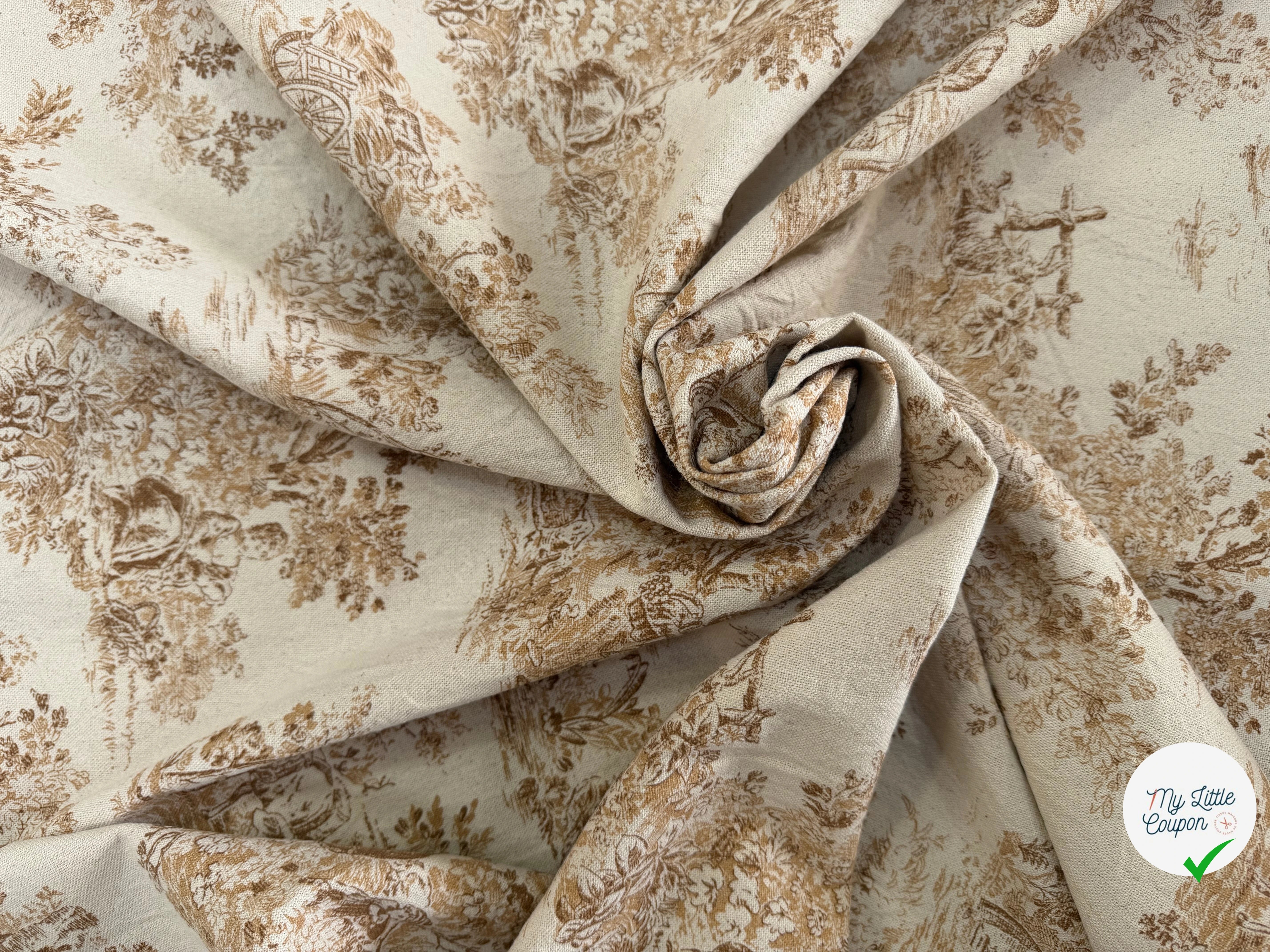 TOILE COTON GABRIELLE EFFET LIN PEANUT - My Little Coupon