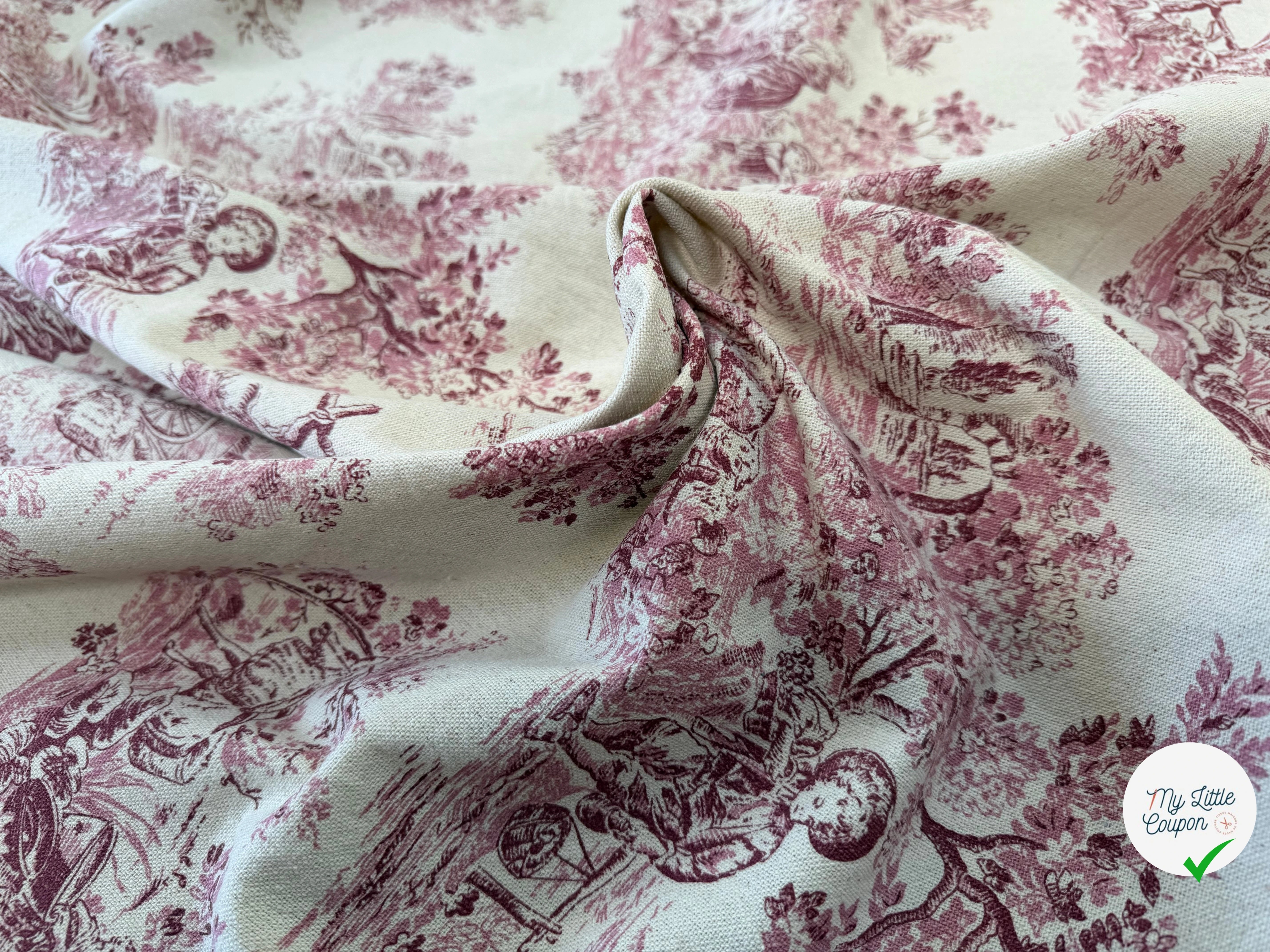 TOILE COTON GABRIELLE EFFET LIN ROUGE - My Little Coupon