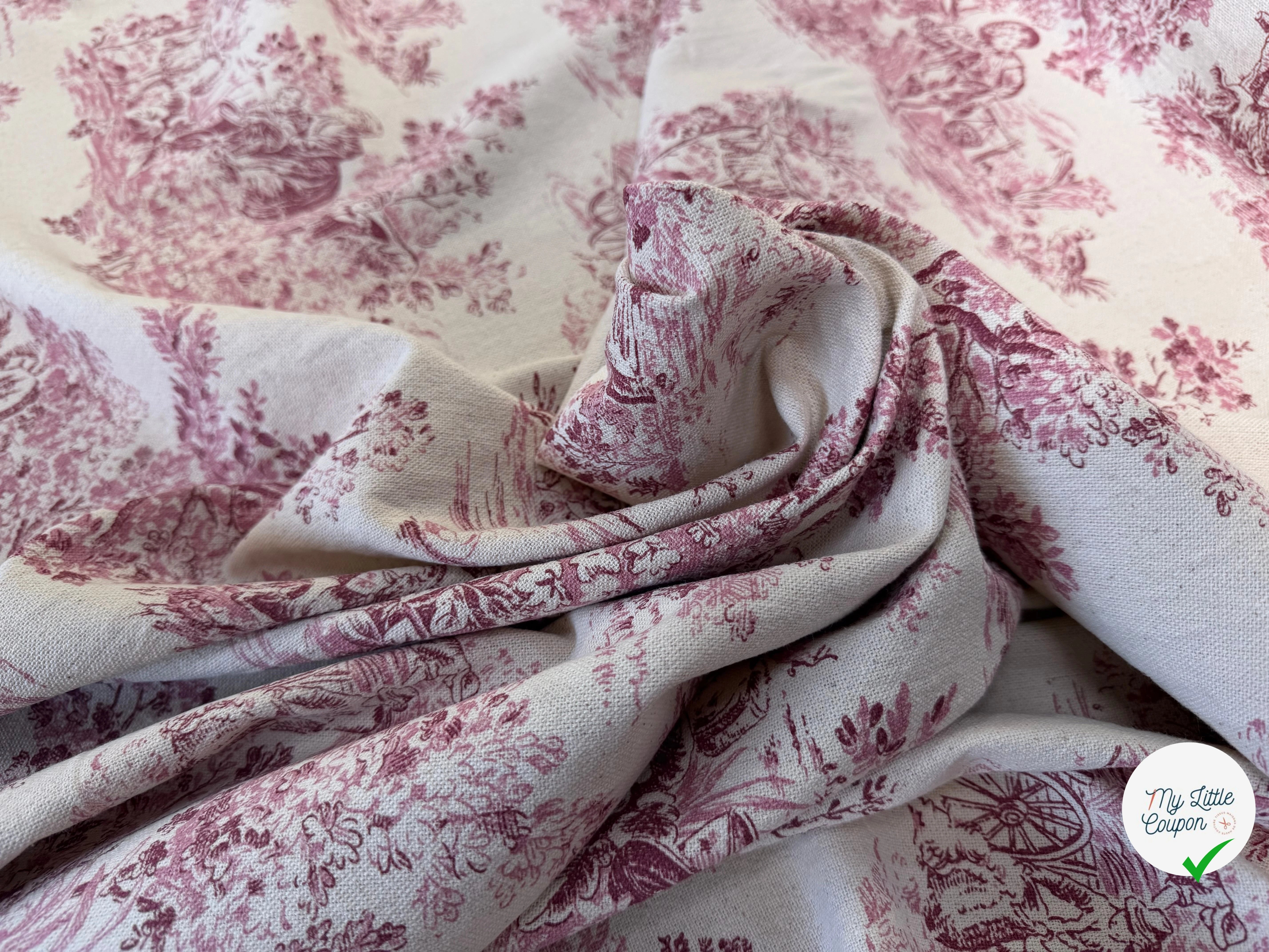 TOILE COTON GABRIELLE EFFET LIN ROUGE - My Little Coupon