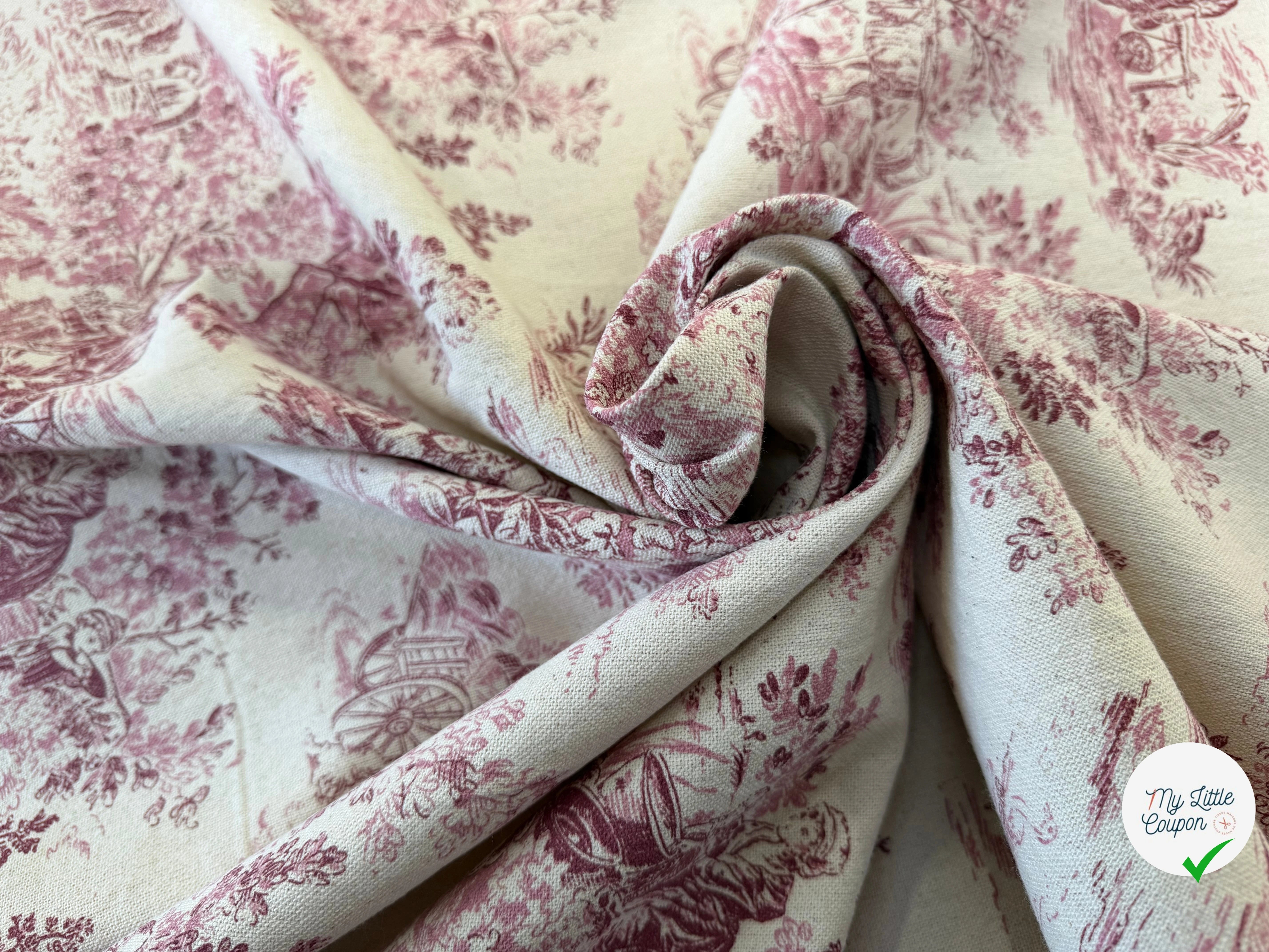 TOILE COTON GABRIELLE EFFET LIN ROUGE - My Little Coupon