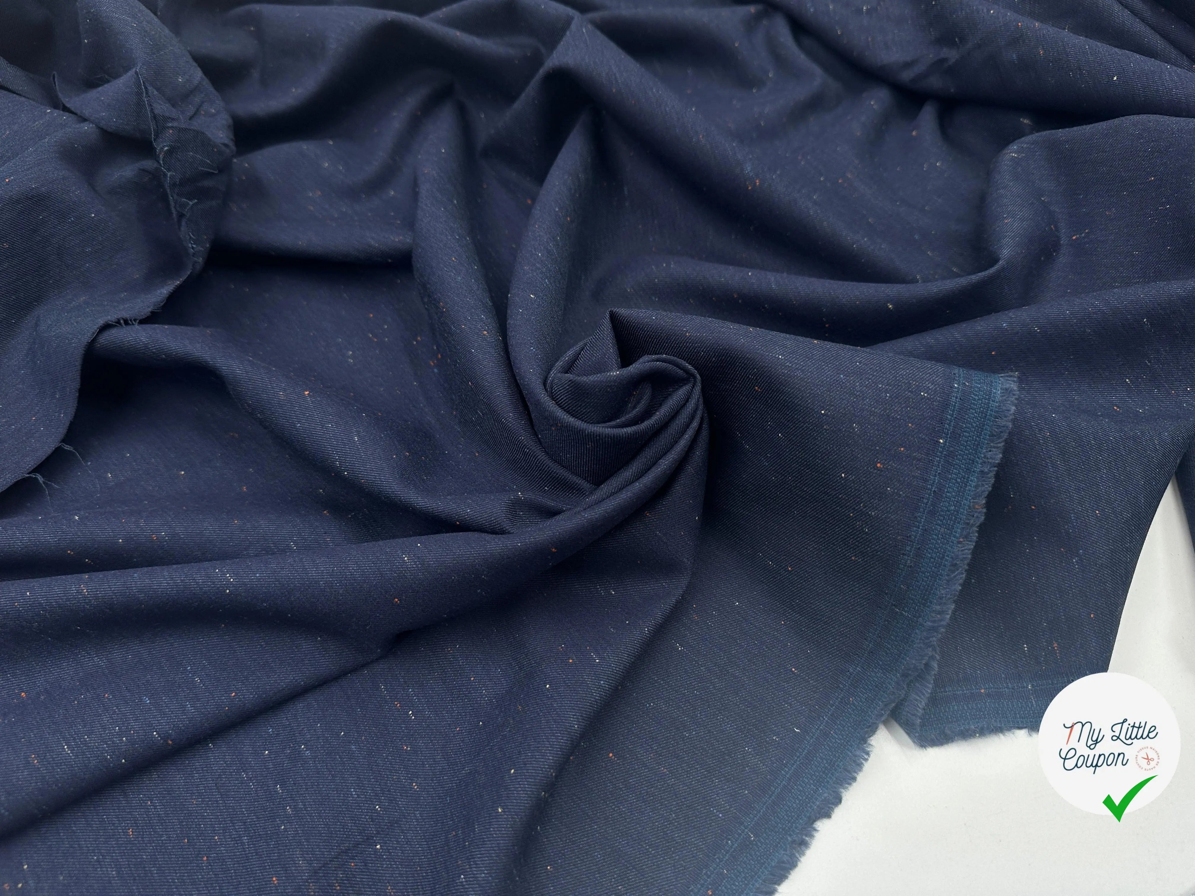 TOILE COTON LIN MOUCHETÉ BLEU NOCHE - My Little Coupon - tissu - coudre