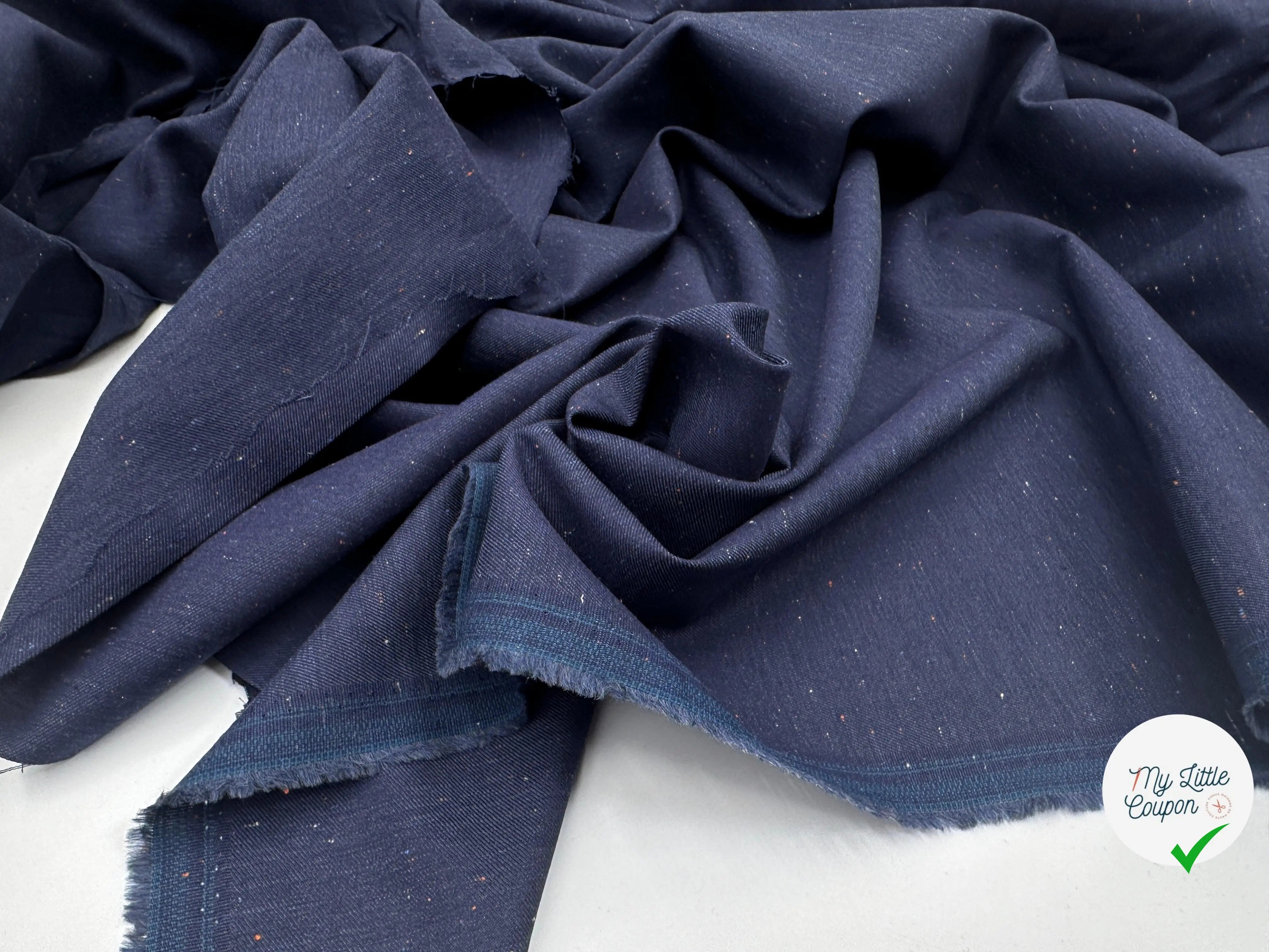 TOILE COTON LIN MOUCHETÉ BLEU NOCHE - My Little Coupon - tissu - coudre