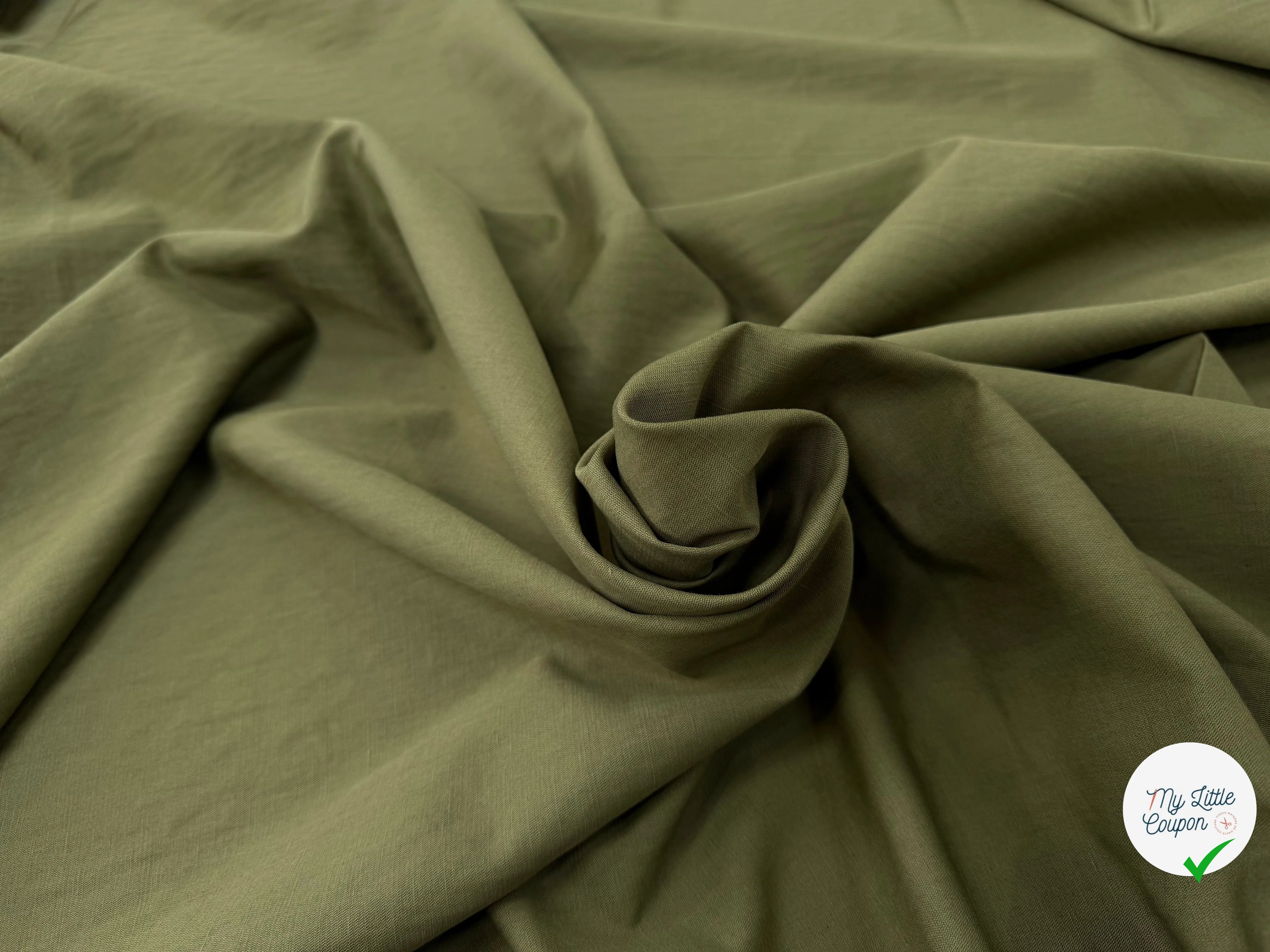 TOILE COTON LIN VERT OLIVE KAKI SUPERBE TENUE - My Little Coupon
