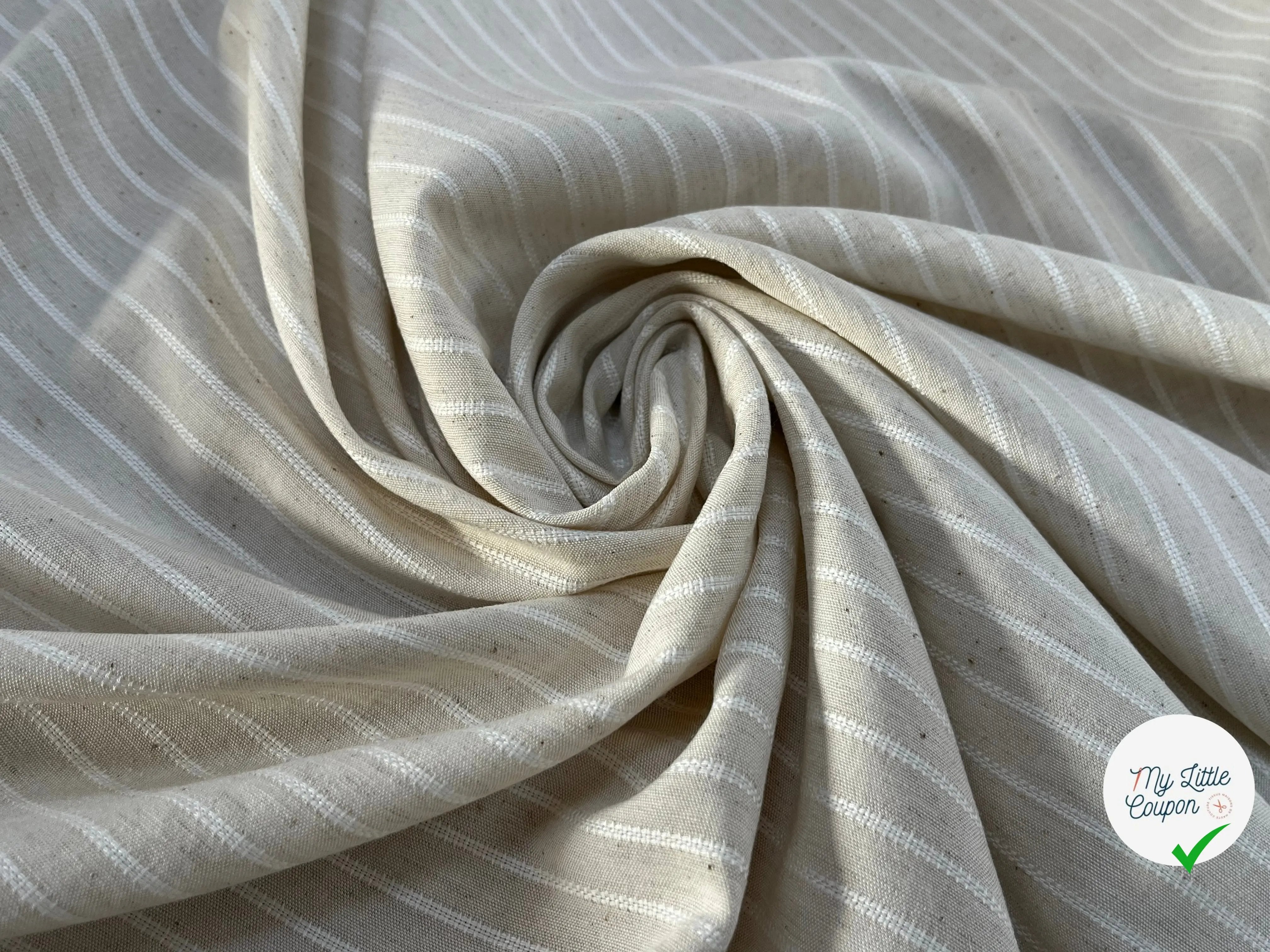 TOILE COTON VISCOSE RAYÉE BLANC CASSÉ 10% LIN - My Little Coupon