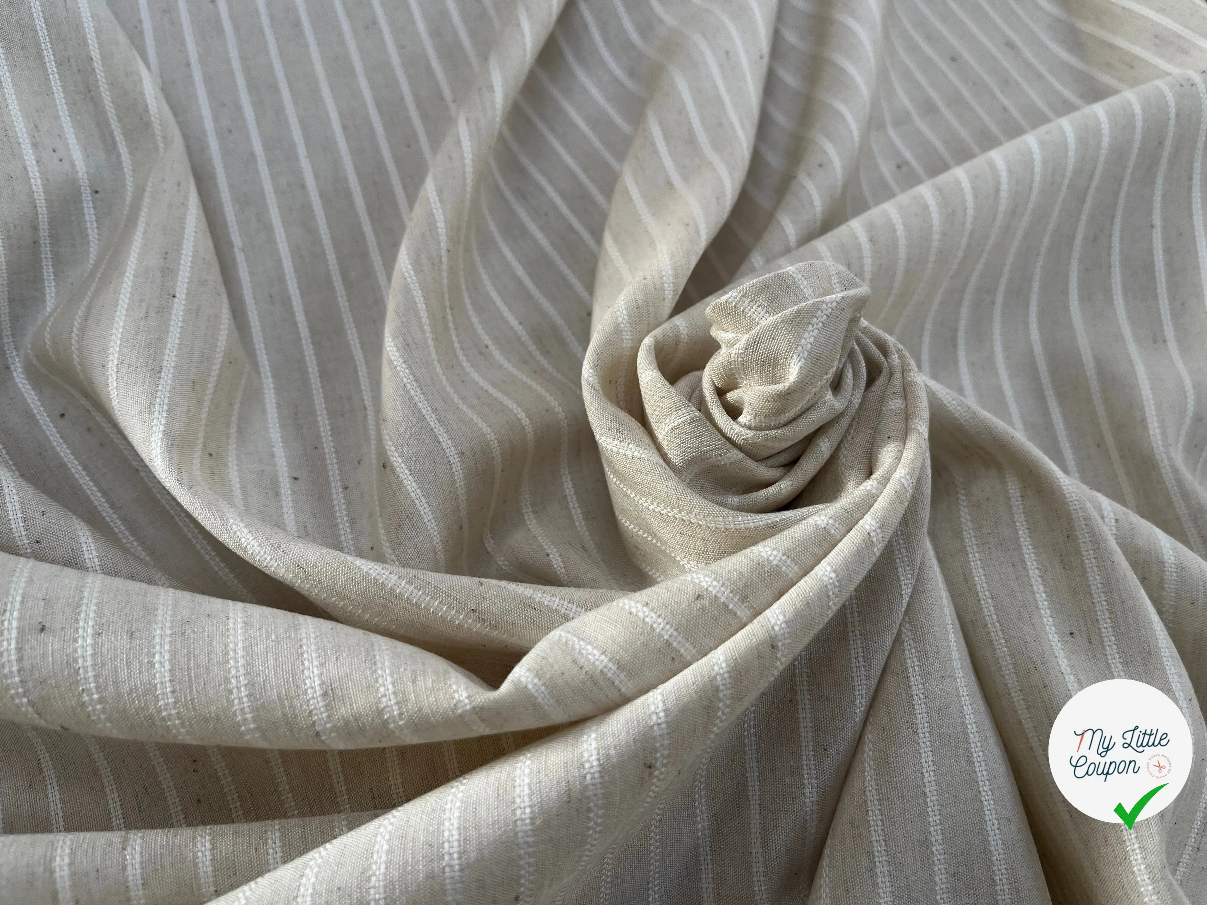 TOILE COTON VISCOSE RAYÉE BLANC CASSÉ 10% LIN - My Little Coupon