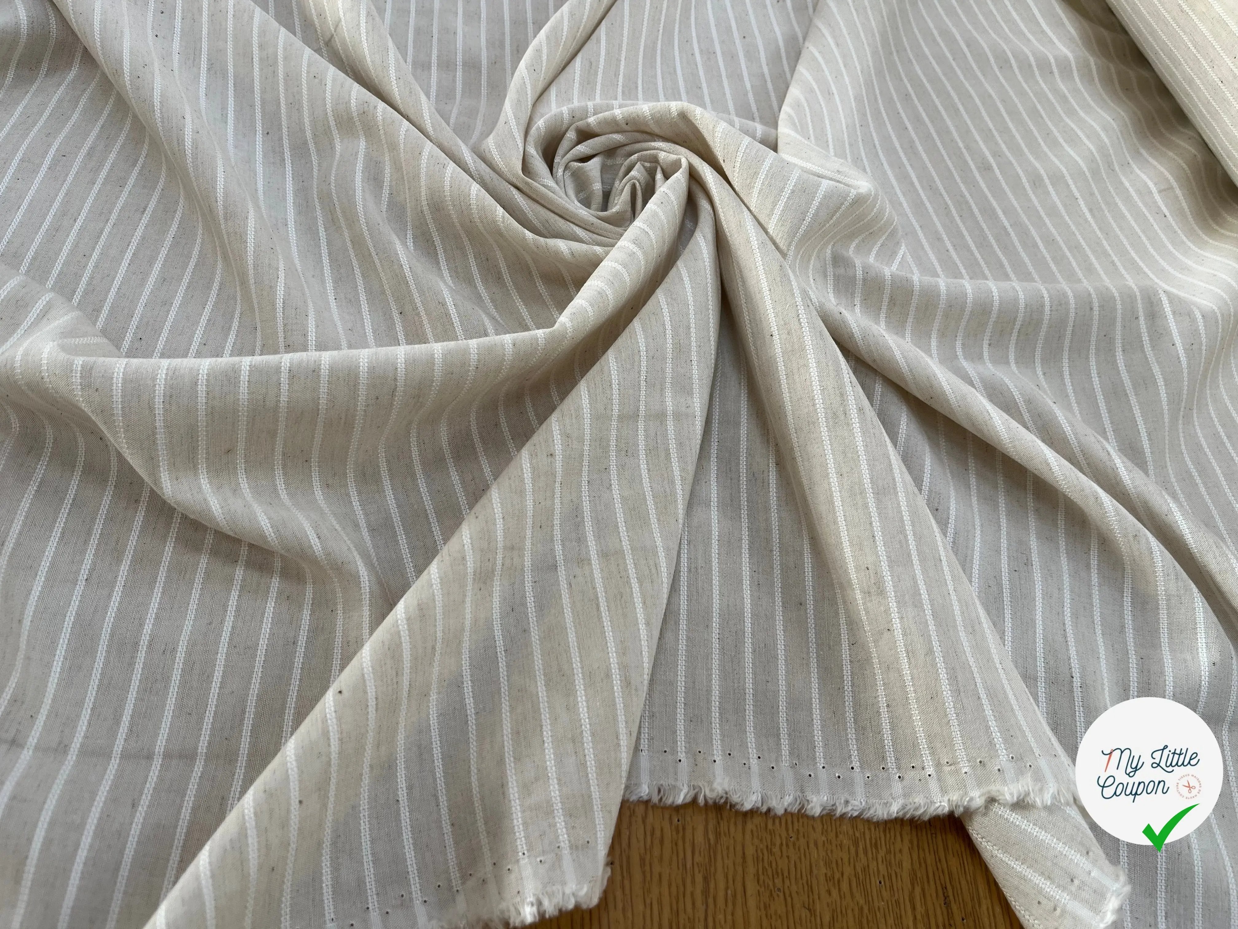 TOILE COTON VISCOSE RAYÉE BLANC CASSÉ 10% LIN - My Little Coupon