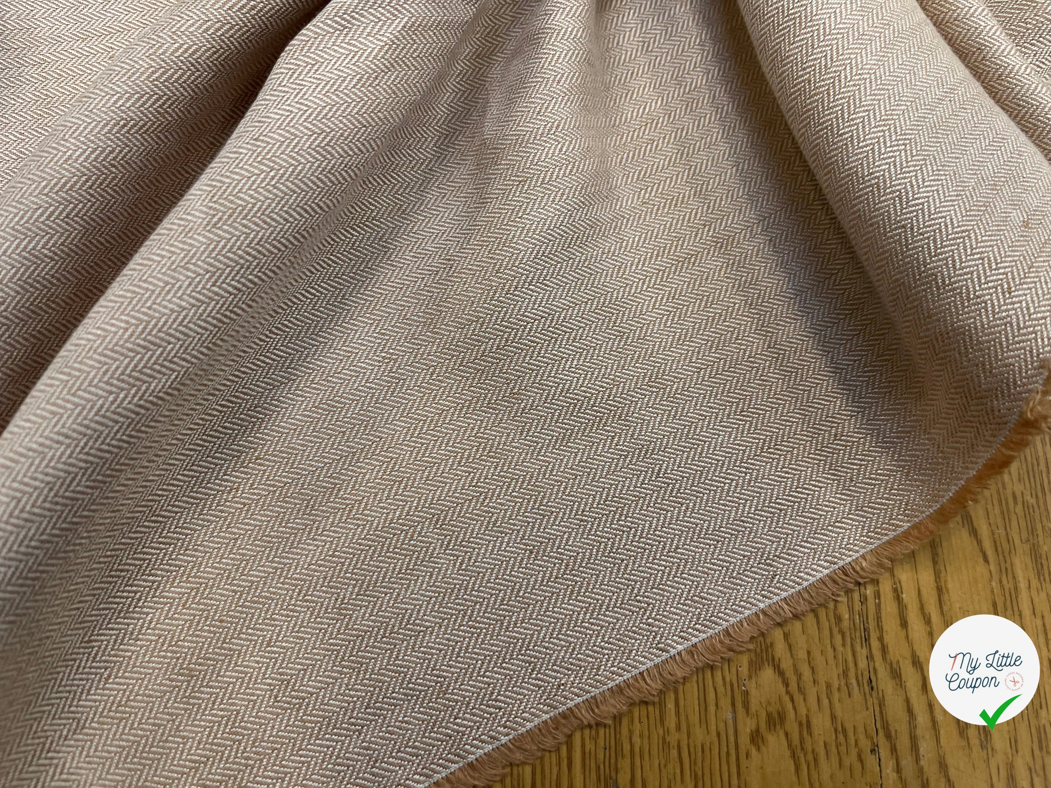TOILE DE COTON CHEVRON GRATTÉ BEIGE ET CARAMEL - My Little Coupon