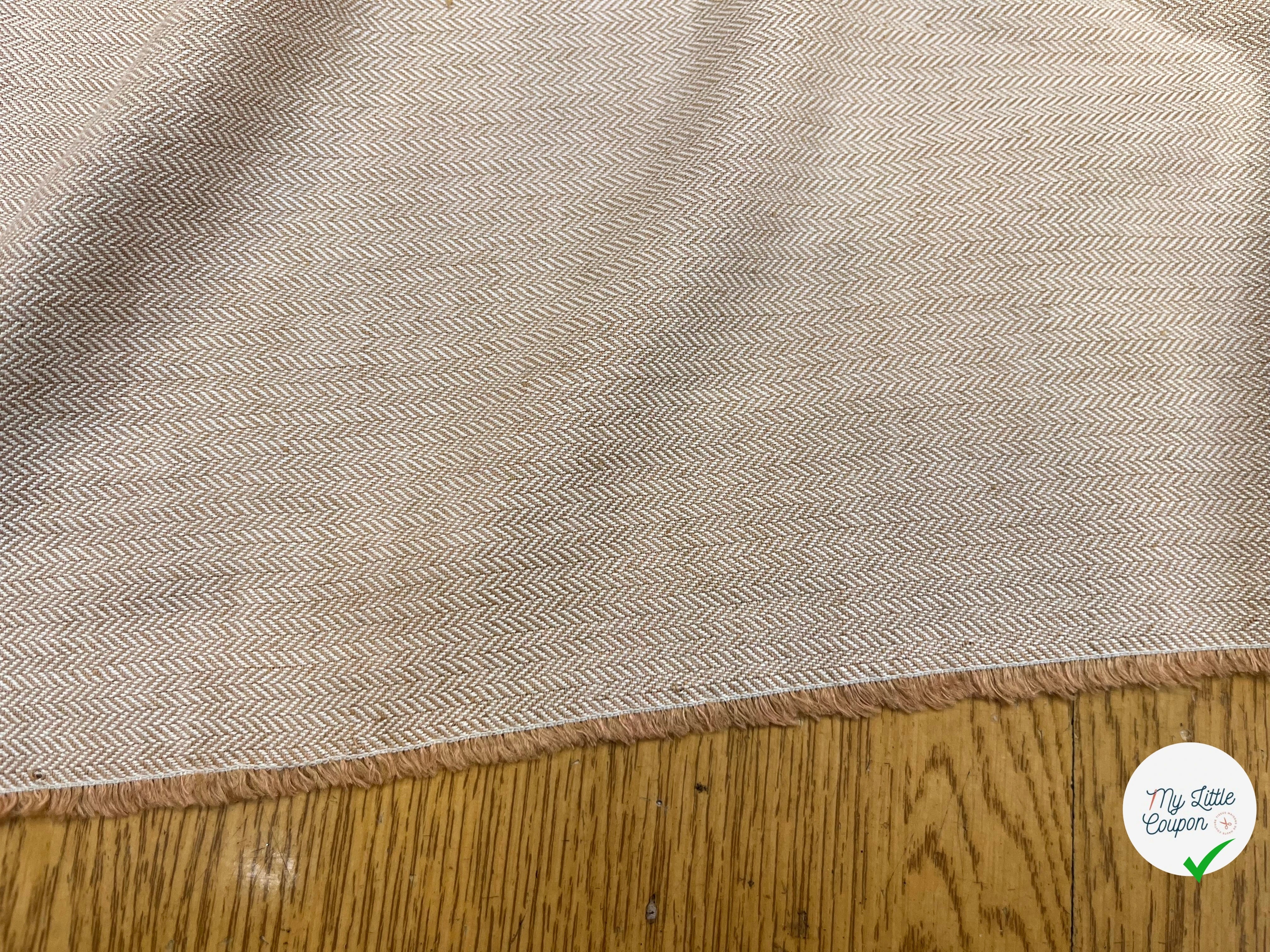 TOILE DE COTON CHEVRON GRATTÉ BEIGE ET CARAMEL - My Little Coupon