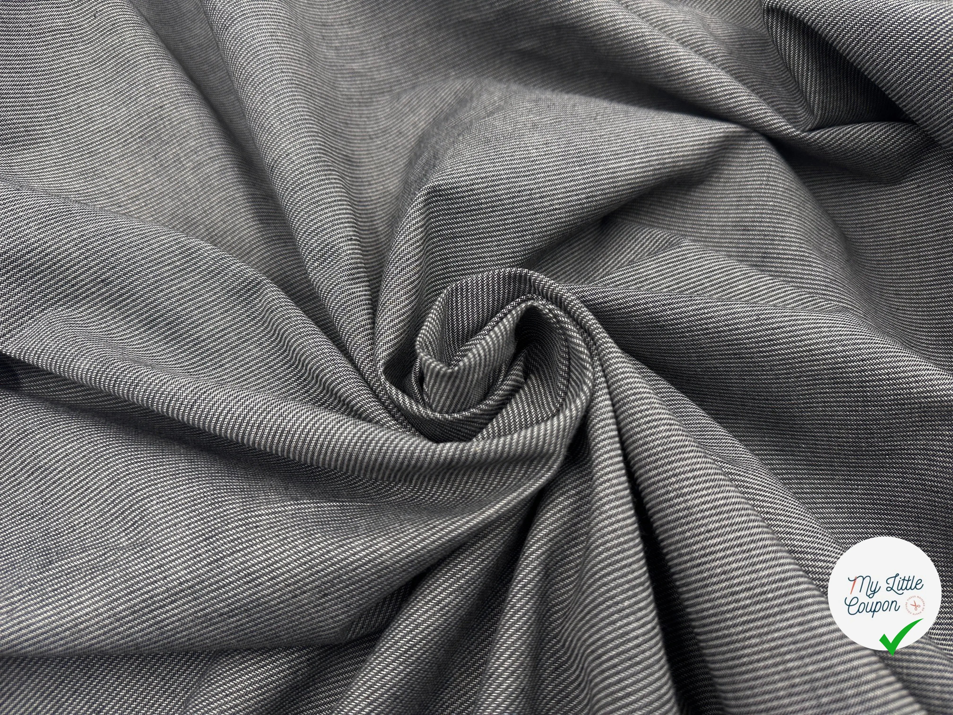 TOILE DE COTON FINES RAYURES CHAMBRAY NOIR - My Little Coupon - tissu - coudre