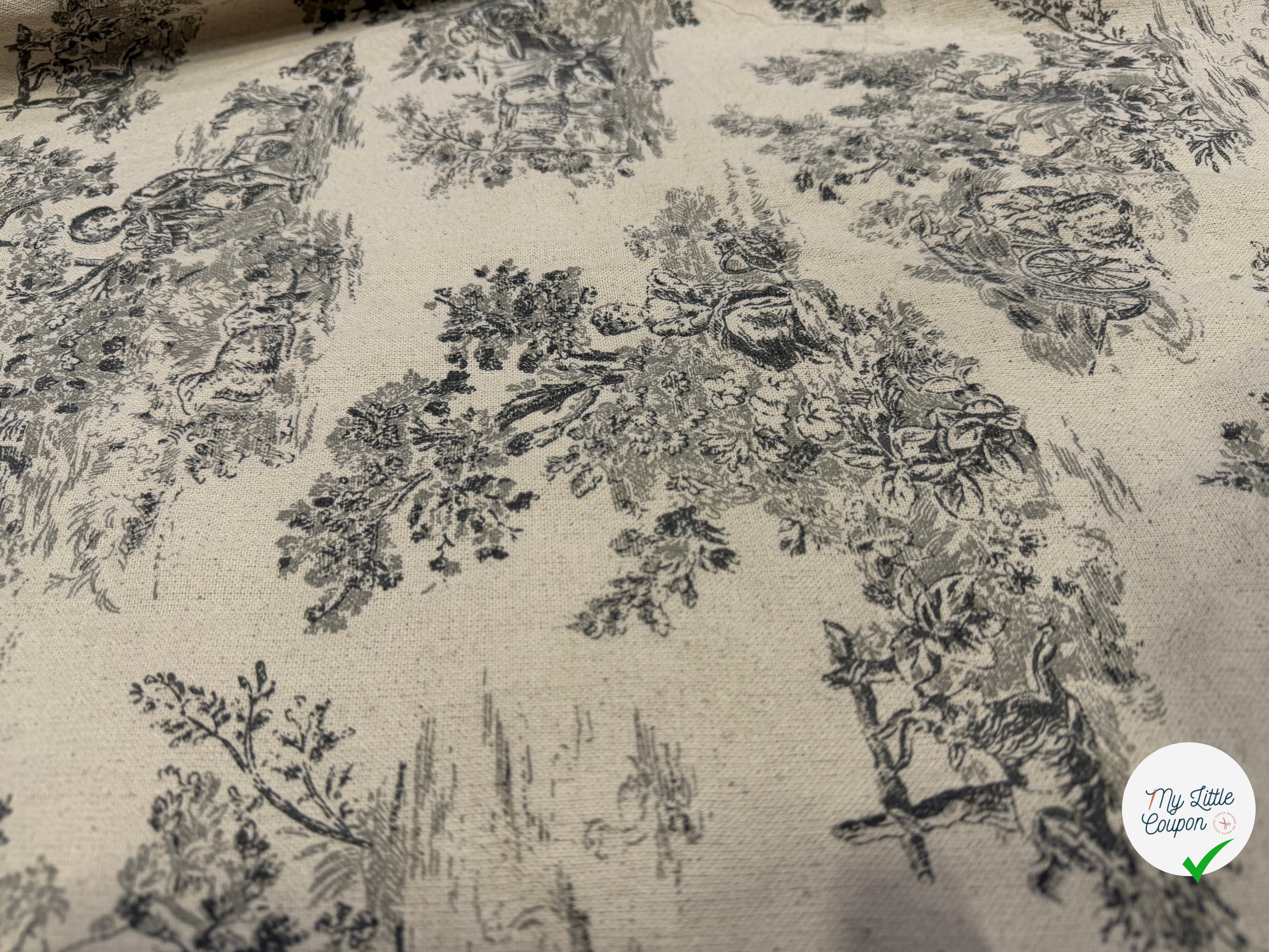 TOILE DE COTON GABRIELLE FUSAIN EFFET LIN 150 CM - My Little Coupon