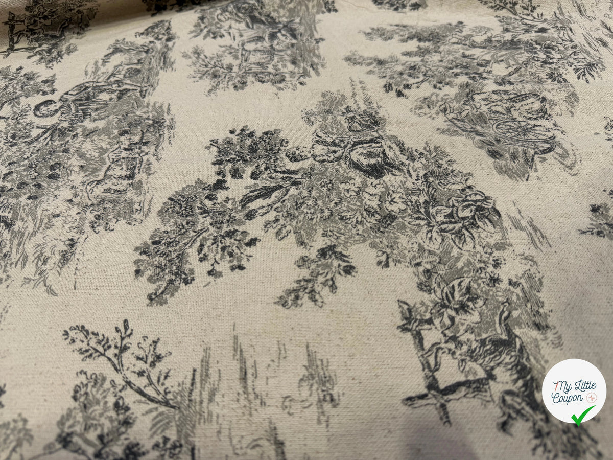 TOILE DE COTON GABRIELLE FUSAIN EFFET LIN 150 CM - My Little Coupon