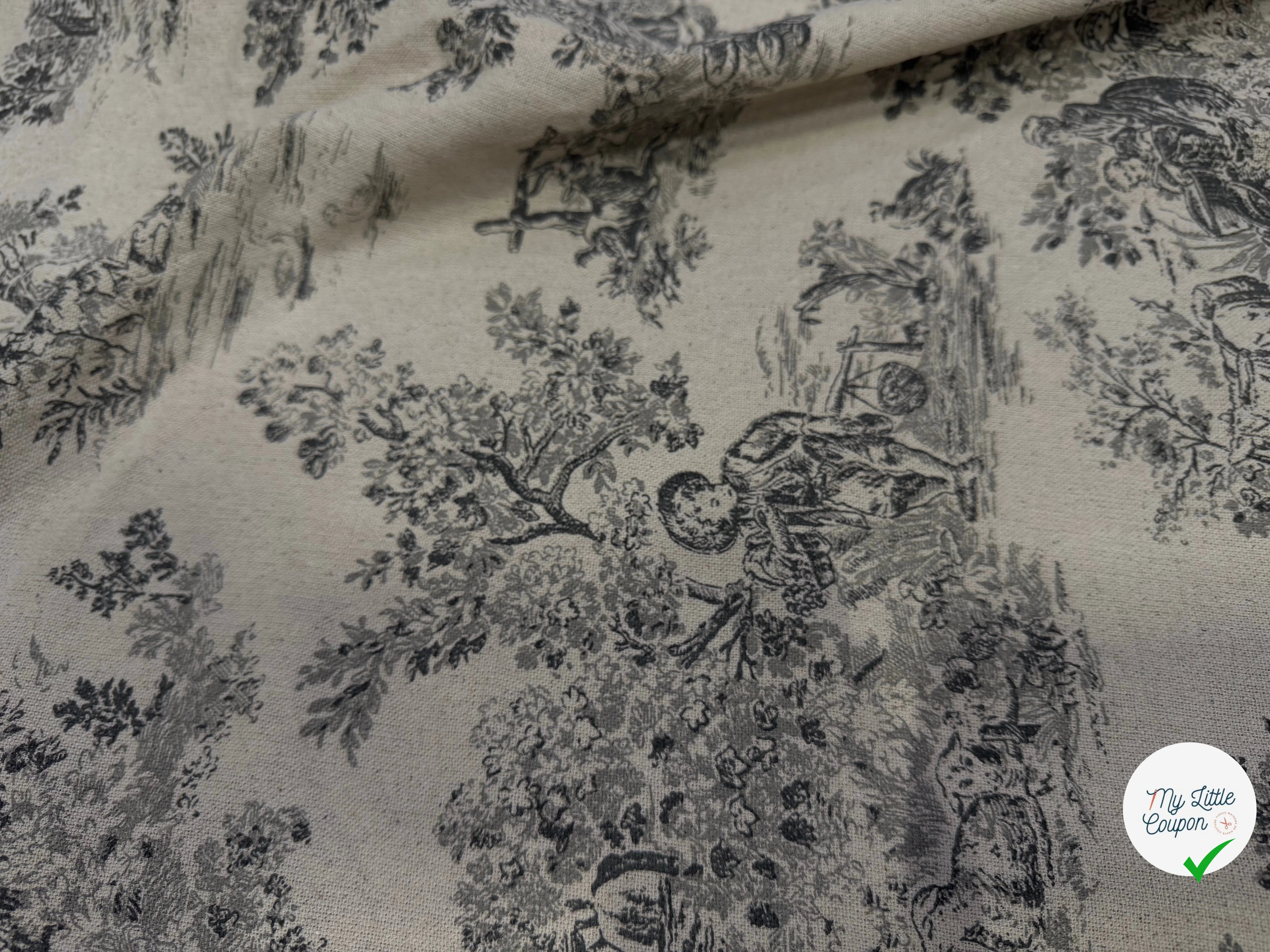 TOILE DE COTON GABRIELLE FUSAIN EFFET LIN 150 CM - My Little Coupon