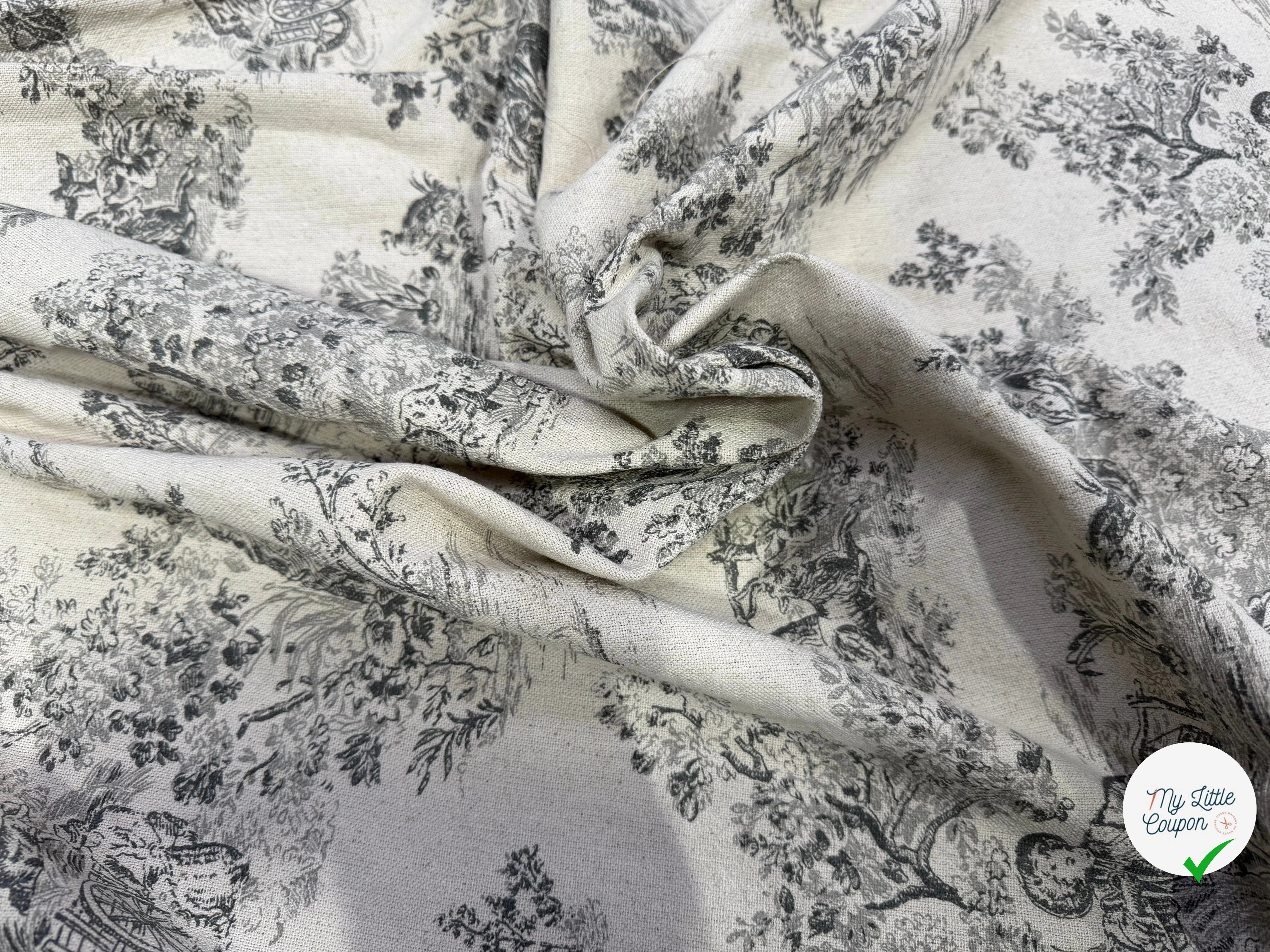TOILE DE COTON GABRIELLE FUSAIN EFFET LIN 150 CM - My Little Coupon