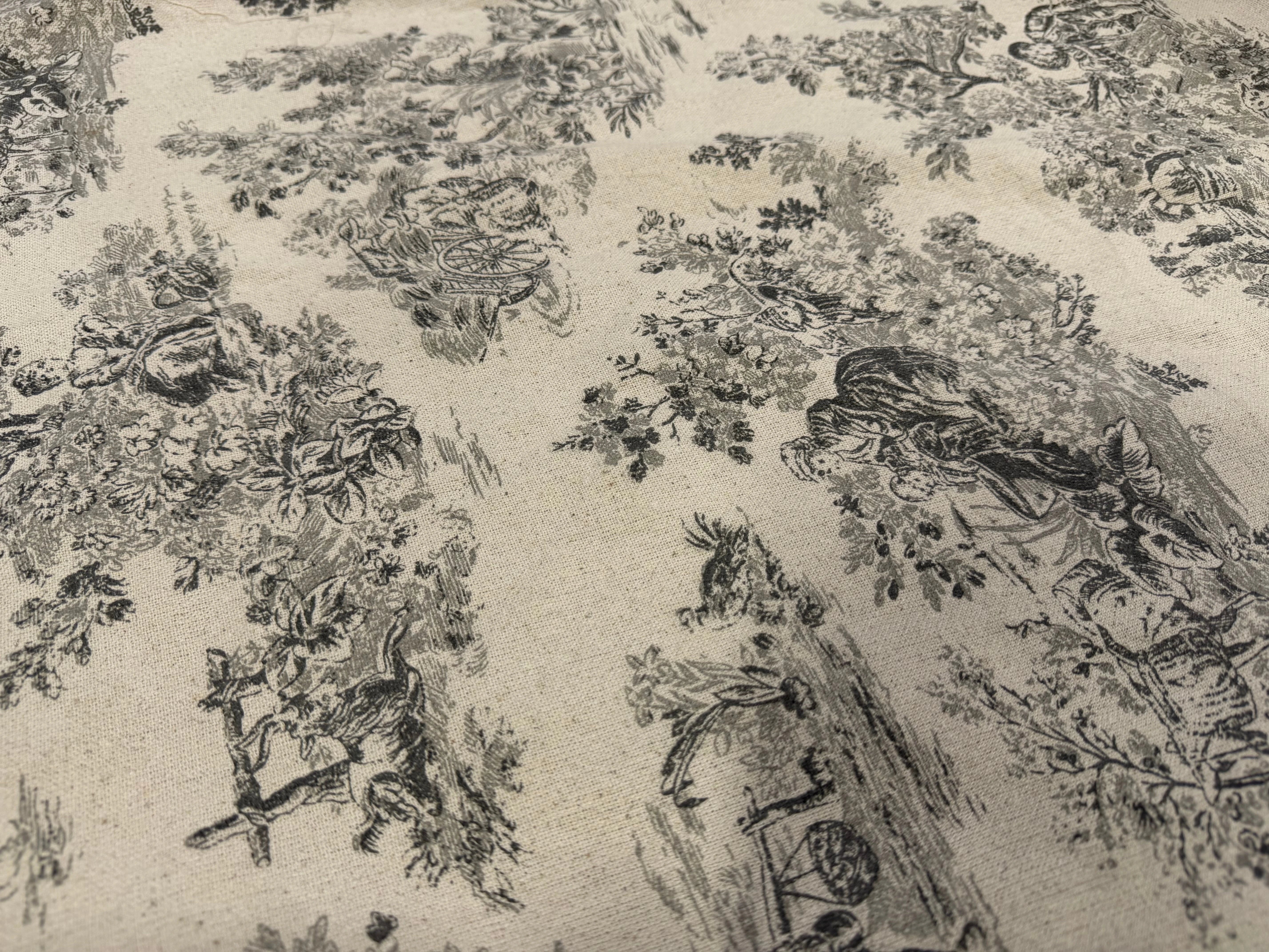 TOILE DE COTON GABRIELLE FUSAIN EFFET LIN 150 CM - My Little Coupon