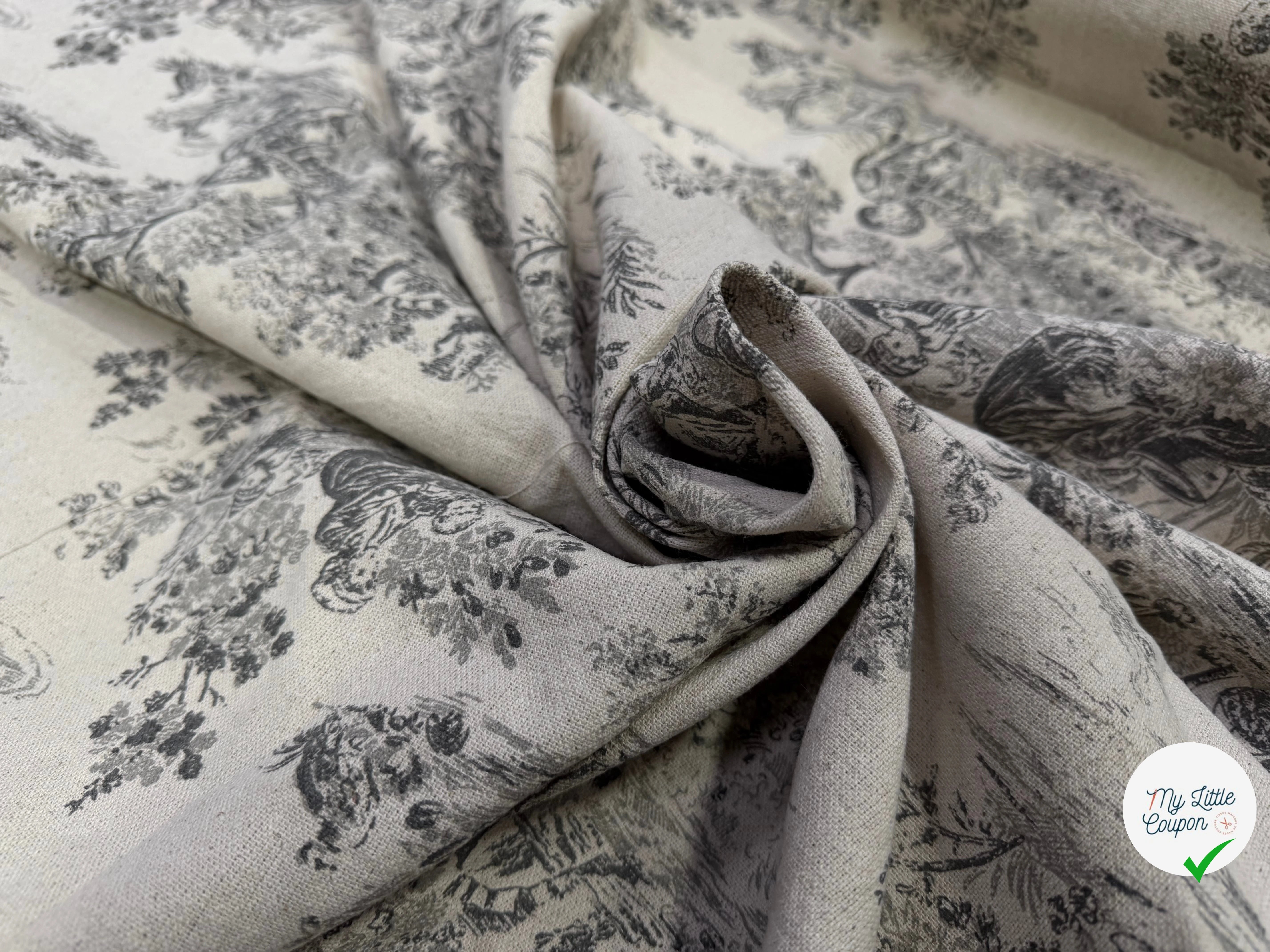 TOILE DE COTON GABRIELLE FUSAIN EFFET LIN 150 CM - My Little Coupon