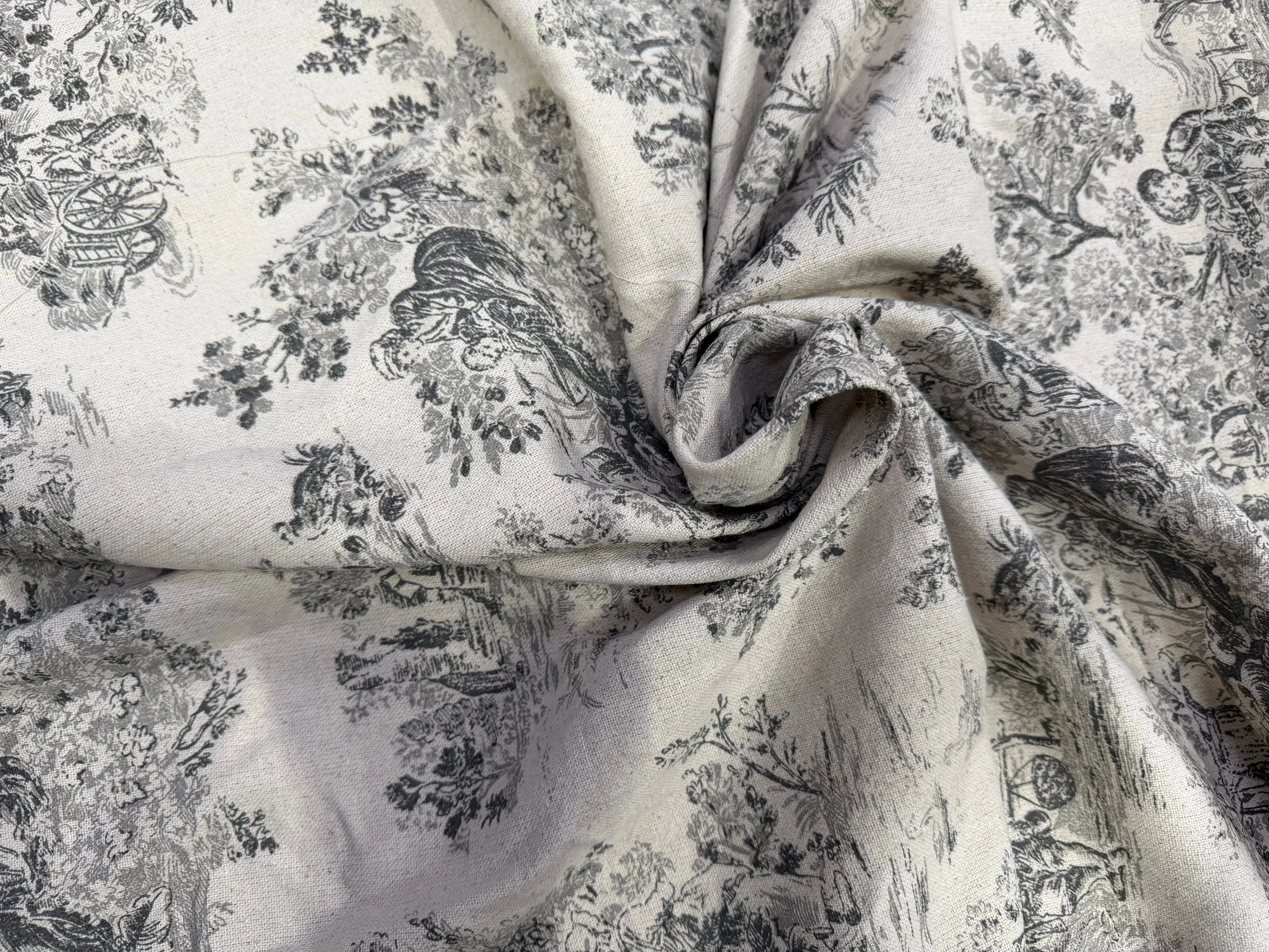 TOILE DE COTON GABRIELLE FUSAIN EFFET LIN 150 CM - My Little Coupon