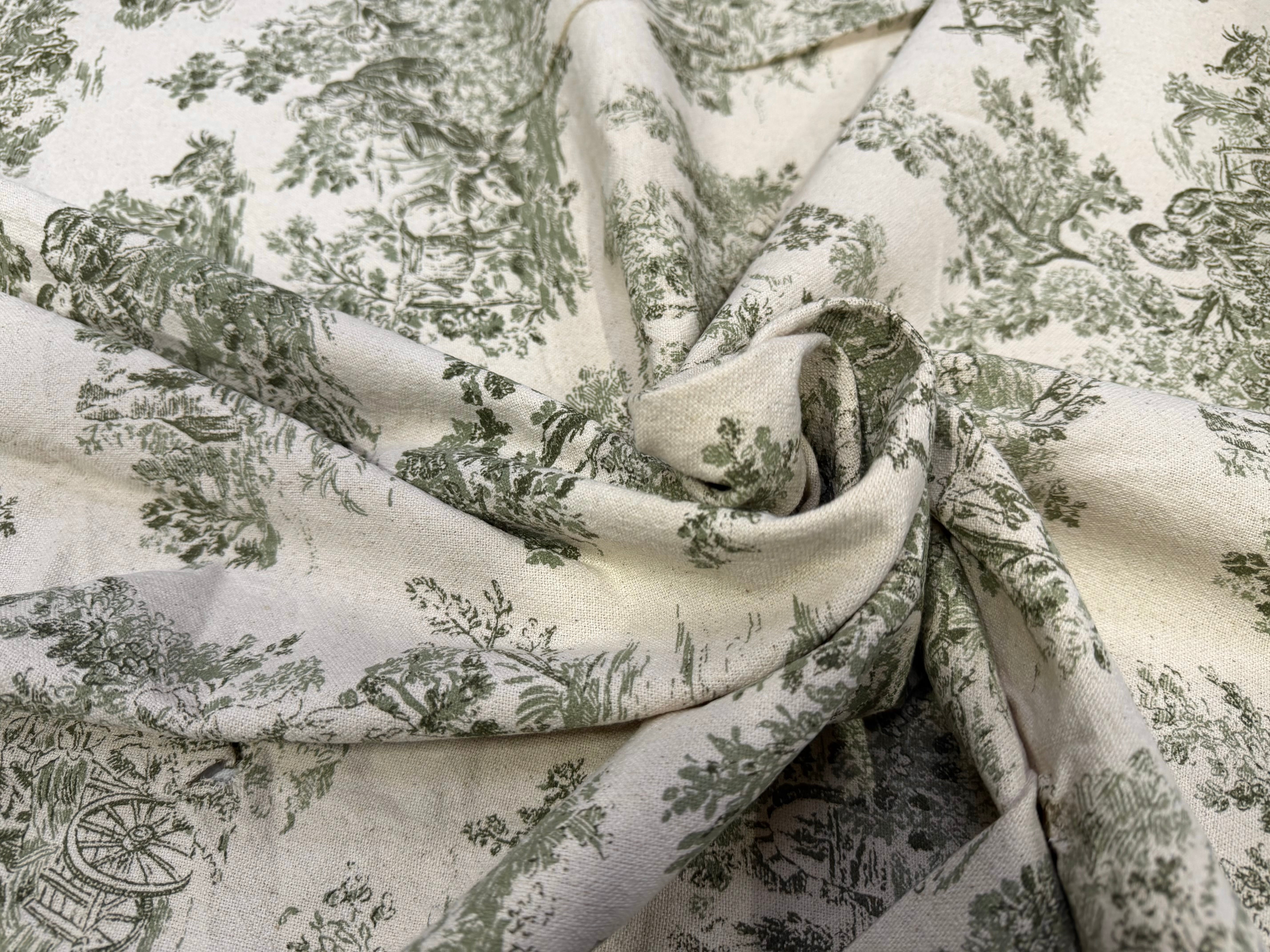 TOILE DE COTON GABRIELLE KAKI EFFET LIN 150 CM - My Little Coupon