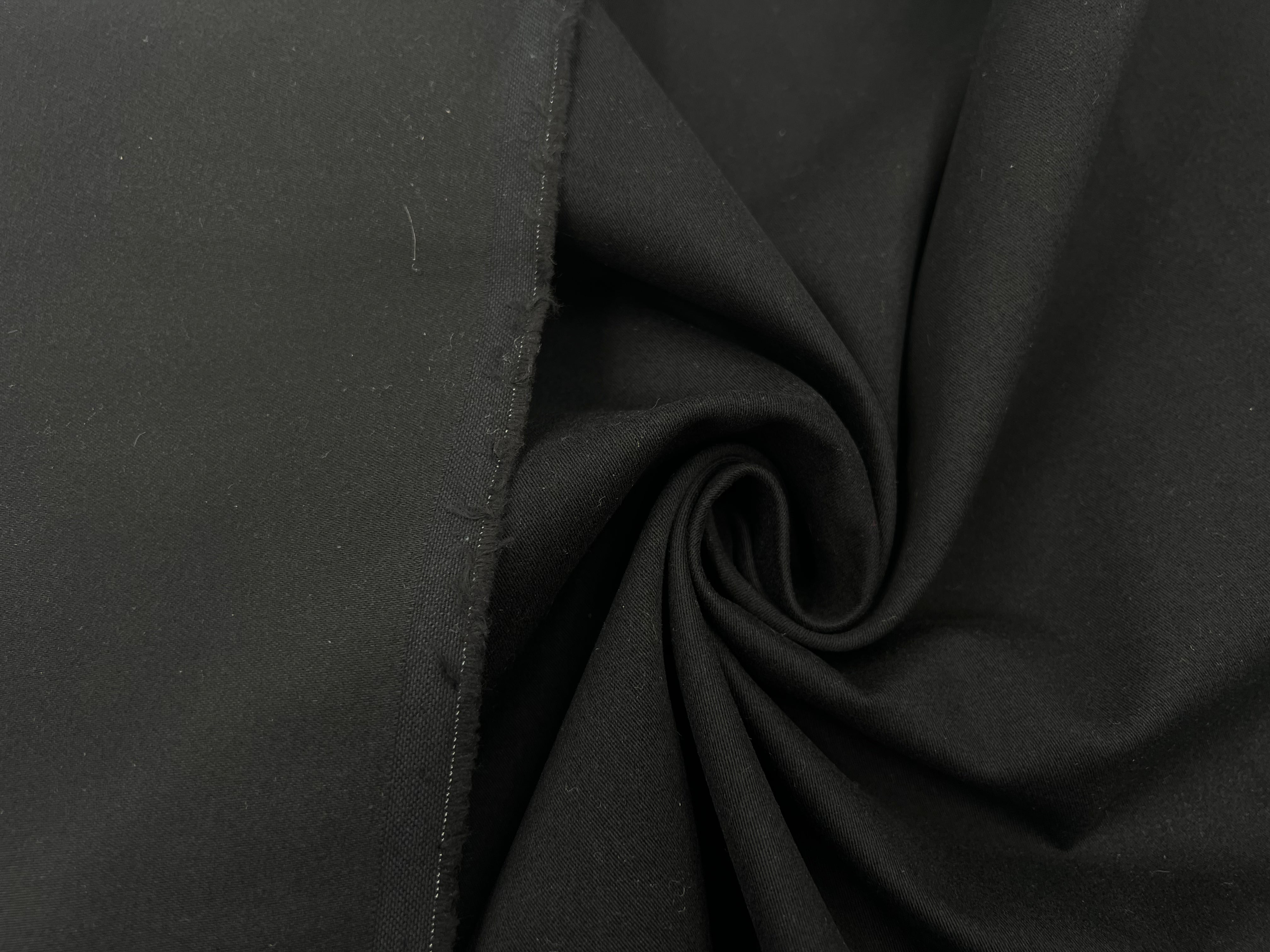 TOILE DE COTON LOURDE ENVERS GRATTÉ NOIR MSO