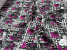 TOILE DE COTON NOBILEST STRETCH IMPRIMÉ GRAPHIQUE PALMIER ROSE - My Little Coupon
