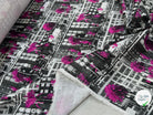 TOILE DE COTON NOBILEST STRETCH IMPRIMÉ GRAPHIQUE PALMIER ROSE - My Little Coupon